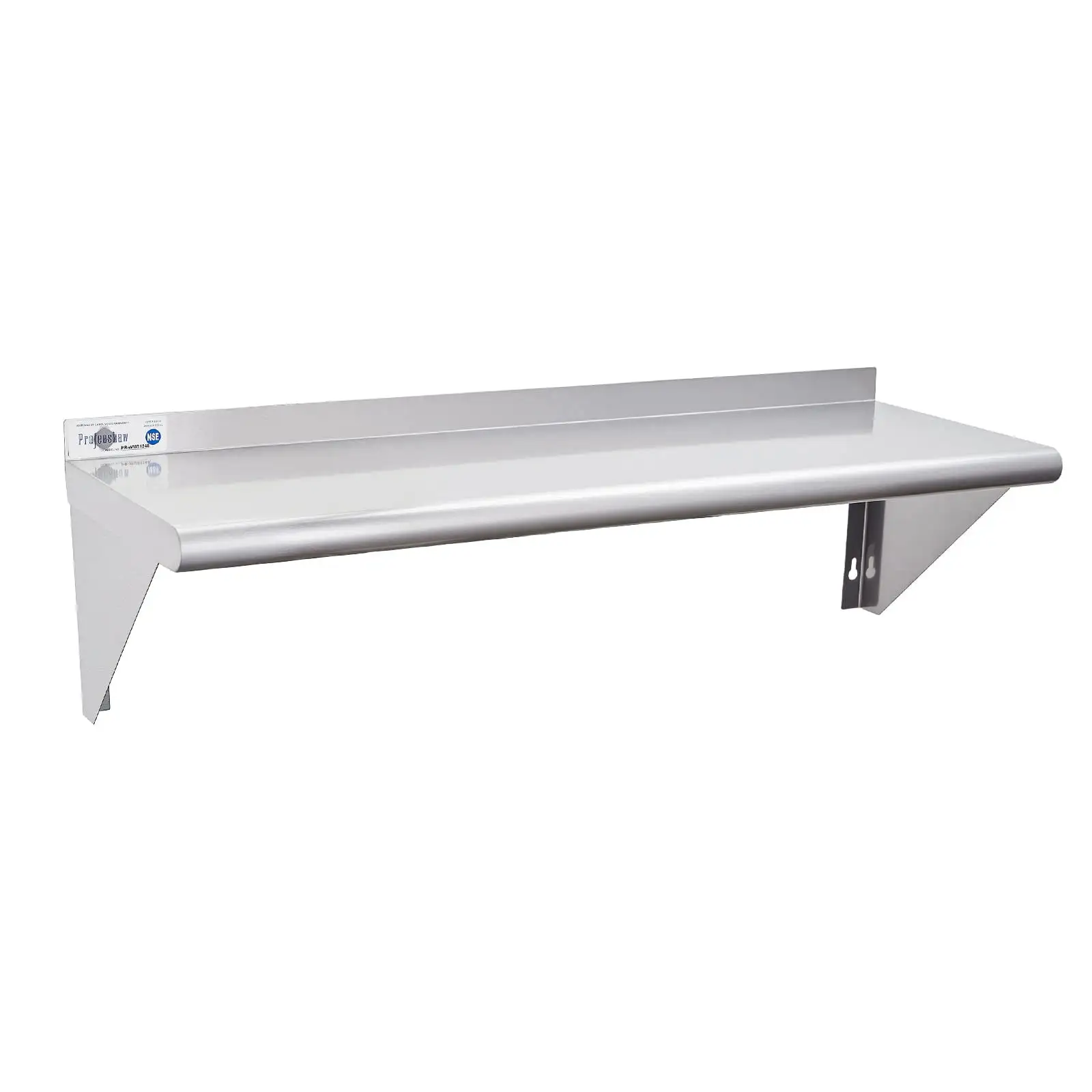 Profeeshaw 12 x 48 280 lb Commercial NSF Stainless Steel Shelf Wall Mount Floating Shelving