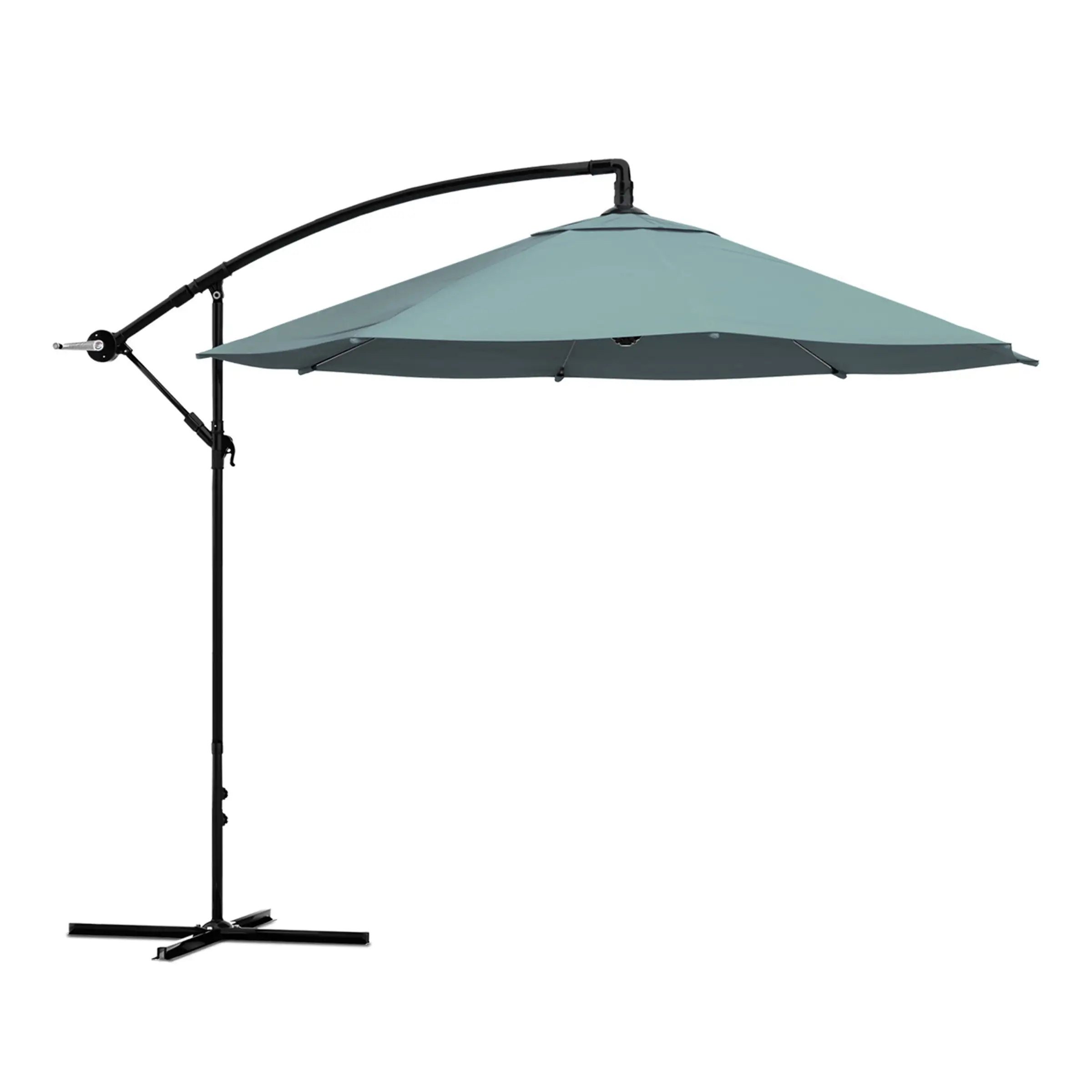 Pure Garden 10-ft Patio Umbrella ?C Offset Sun Shade with Base. Dusty Green