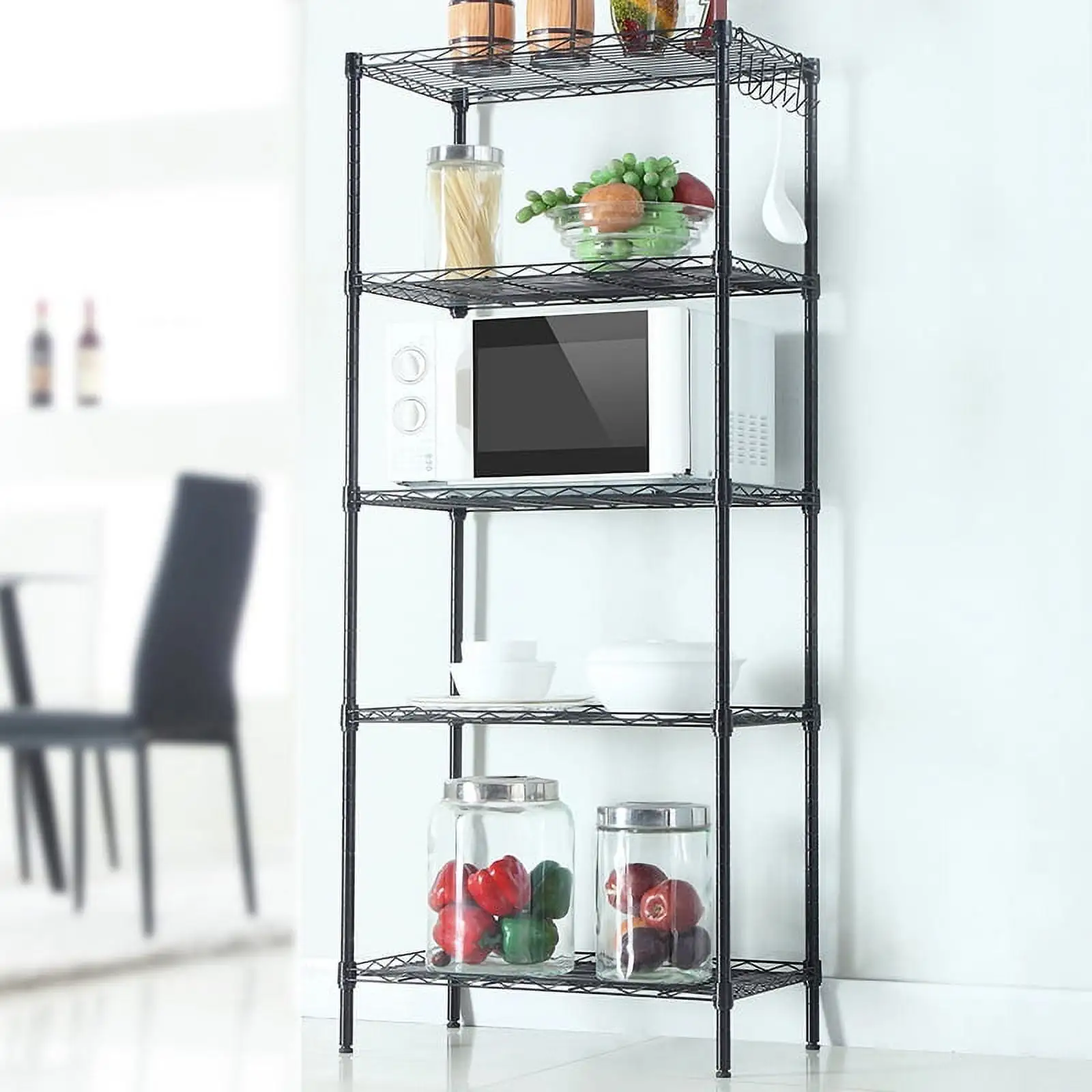 QXDRAGON 59x 21x 11 Heavy Duty Steel Storage Rack Metal Shelf Wire Shelving. Black