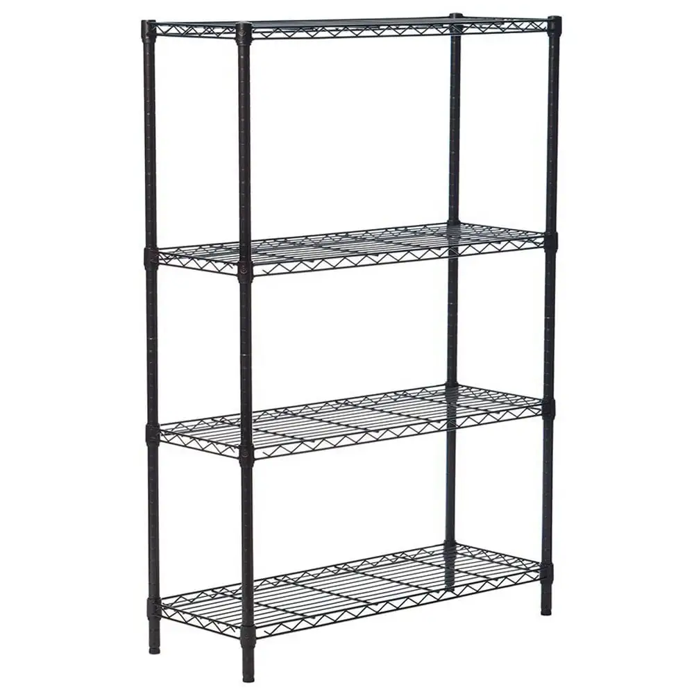 Queroig 4-Layer Plastic Coated Iron Shelf 140*90*35 Black