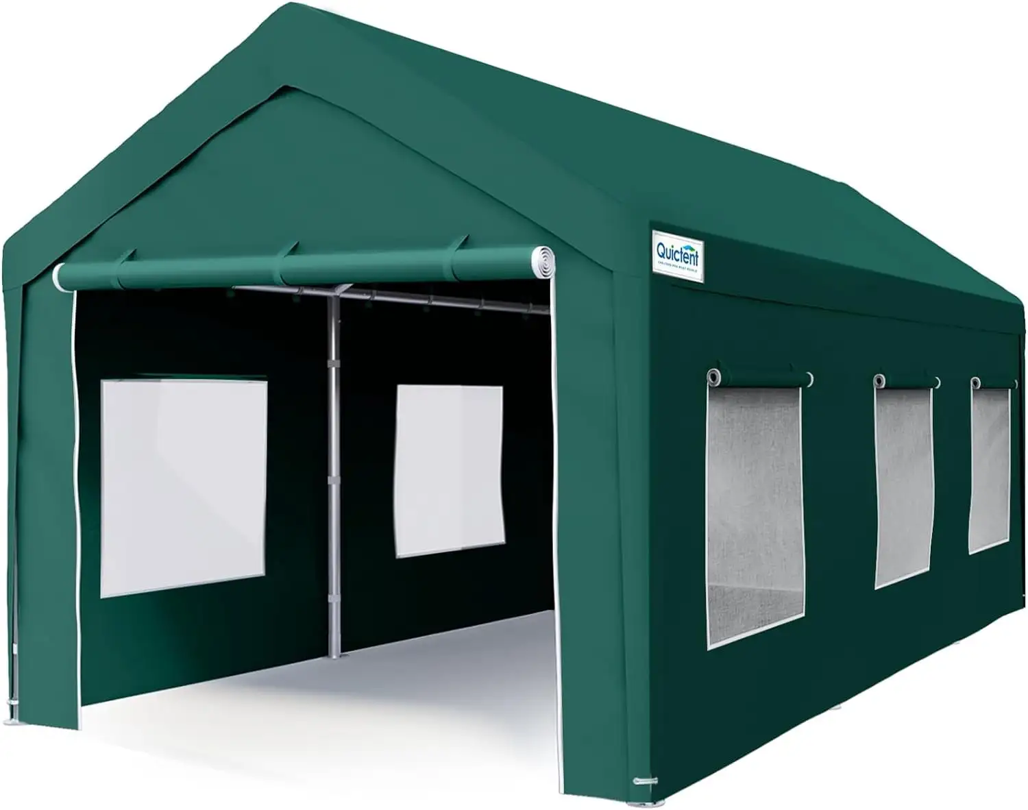 Quictent 10'x20' Carport with Roll-up Ventilated Windows. Heavy Duty Anti-Snow Car Canopy with 4 Reinforced Steel Cables. Green