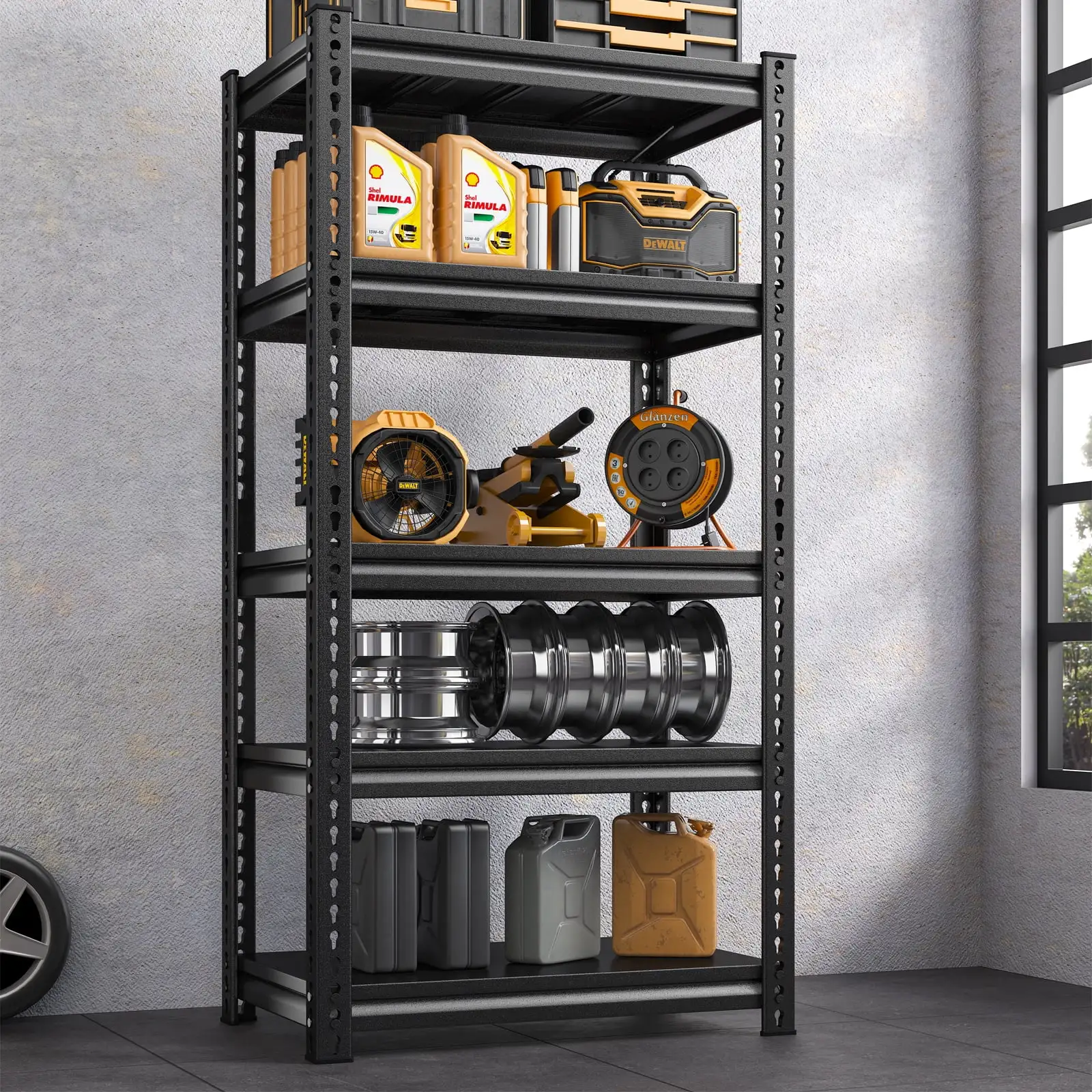 REIBII 72 H 5-Tier Garage Shelves Heavy Duty Loads 1690lbs Adjustable Metal Shelf Units