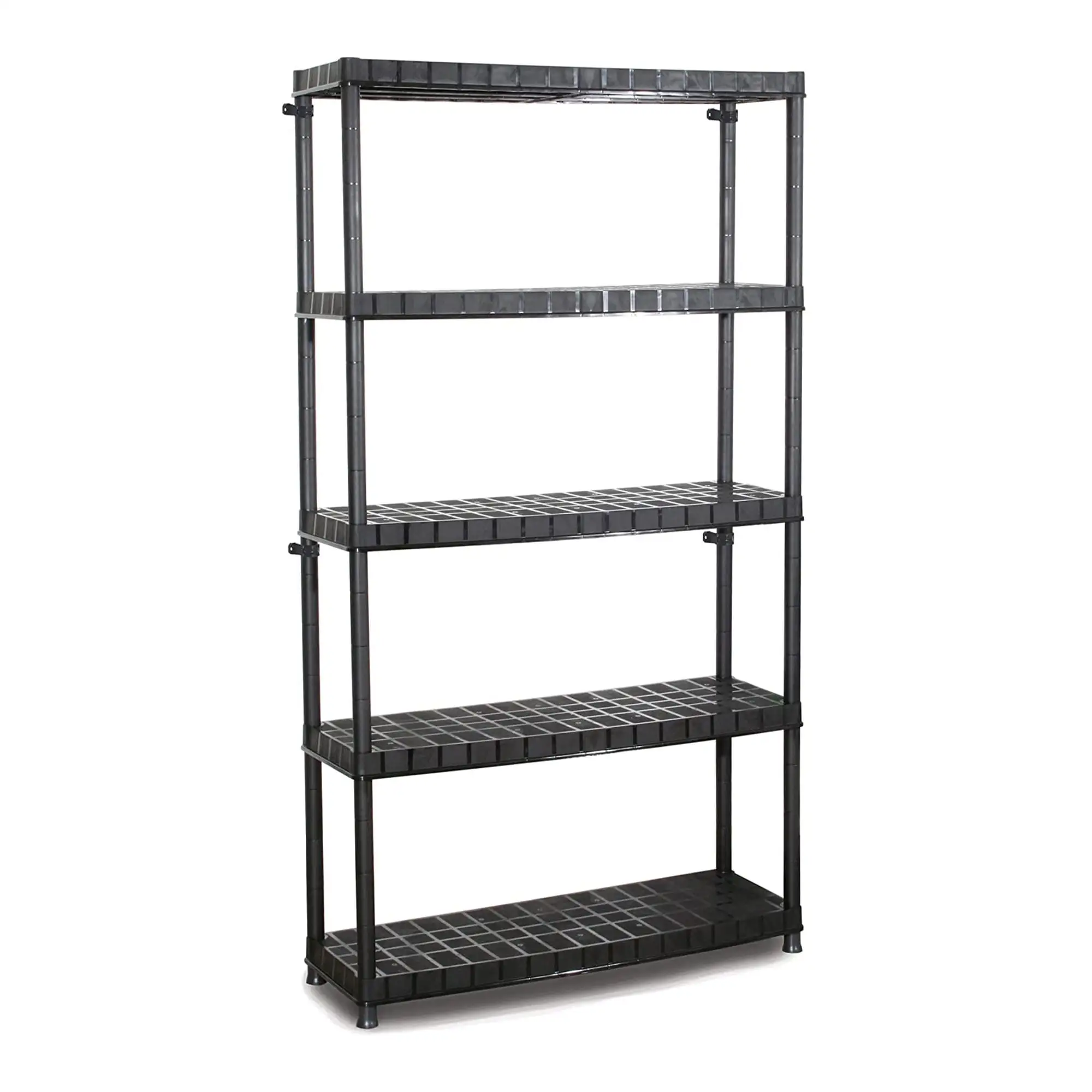 Ram Quality Products Optimo 16 inch 5 Tier Plastic Storage Shelves. Black