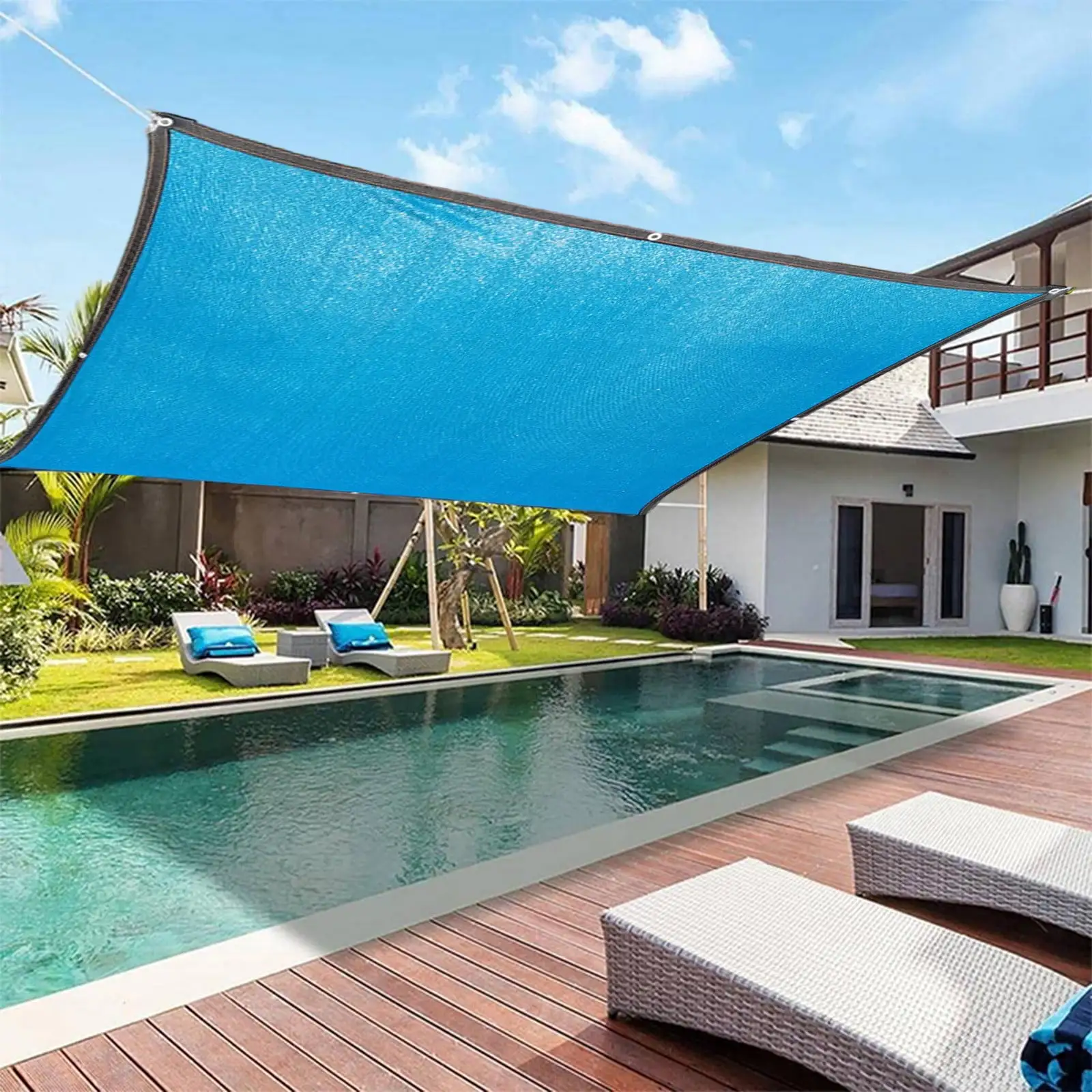 Rectangle Sun Shade Sail Canopy UV Block Sun Shade. Sun Shade Sails Curved Canopy Square Sand 185GSM Shade Sail Permeable for Patio Deck Yard Backyard