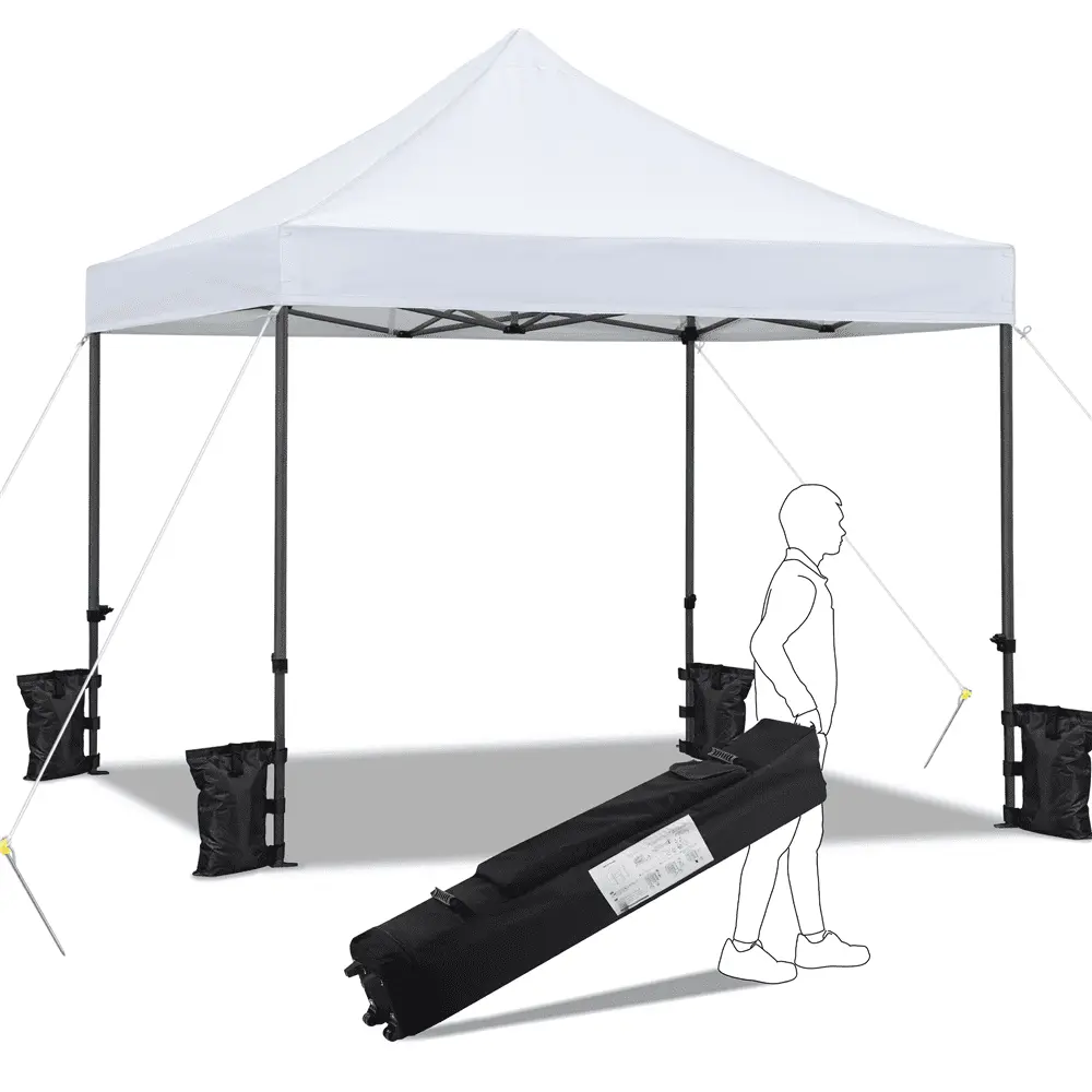 Renwick 10x10ft Heavy Duty Canopy Tent with Wheeled Carry Bag. White