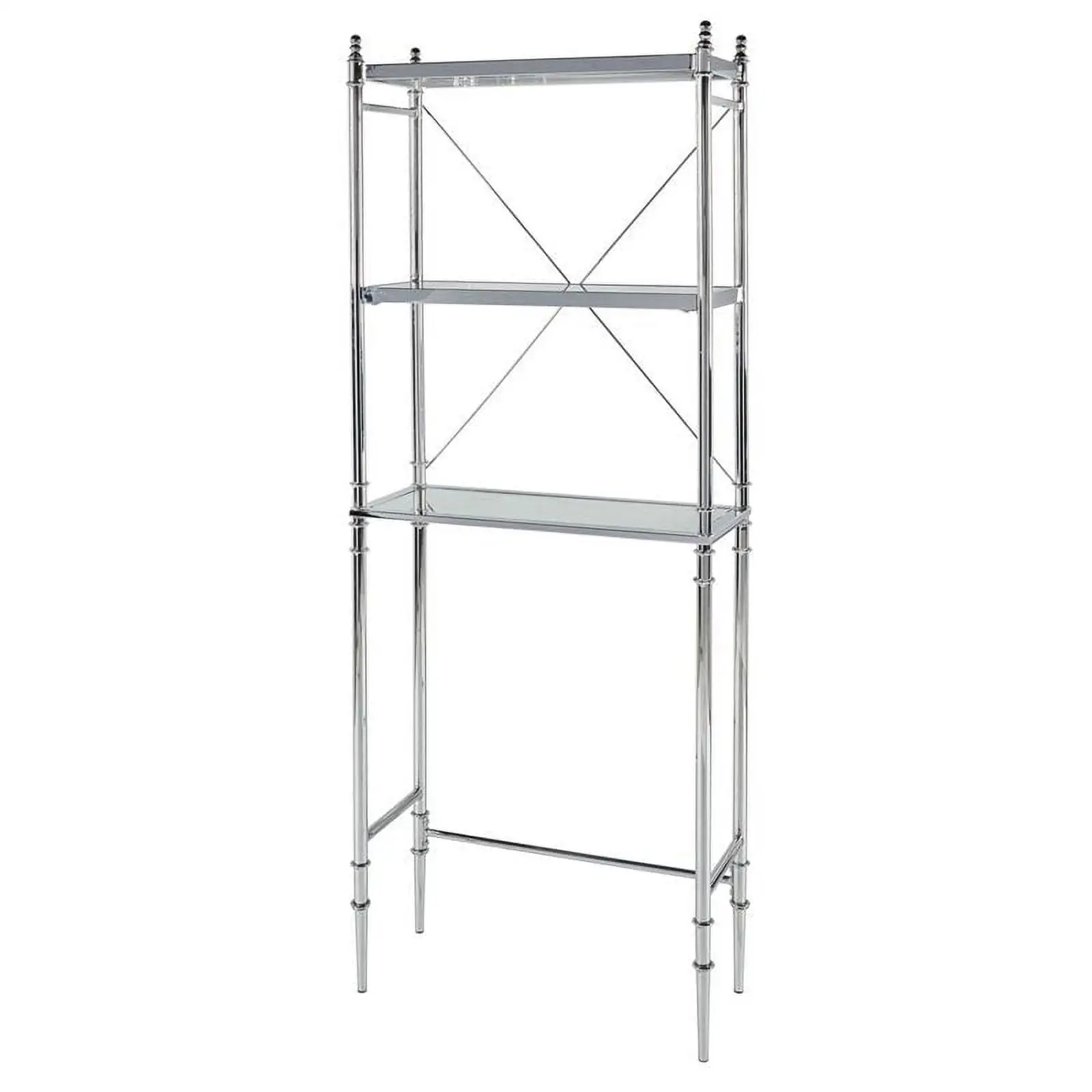 Riverbay Furniture 3 Tier Glass Spacesaver in Chrome