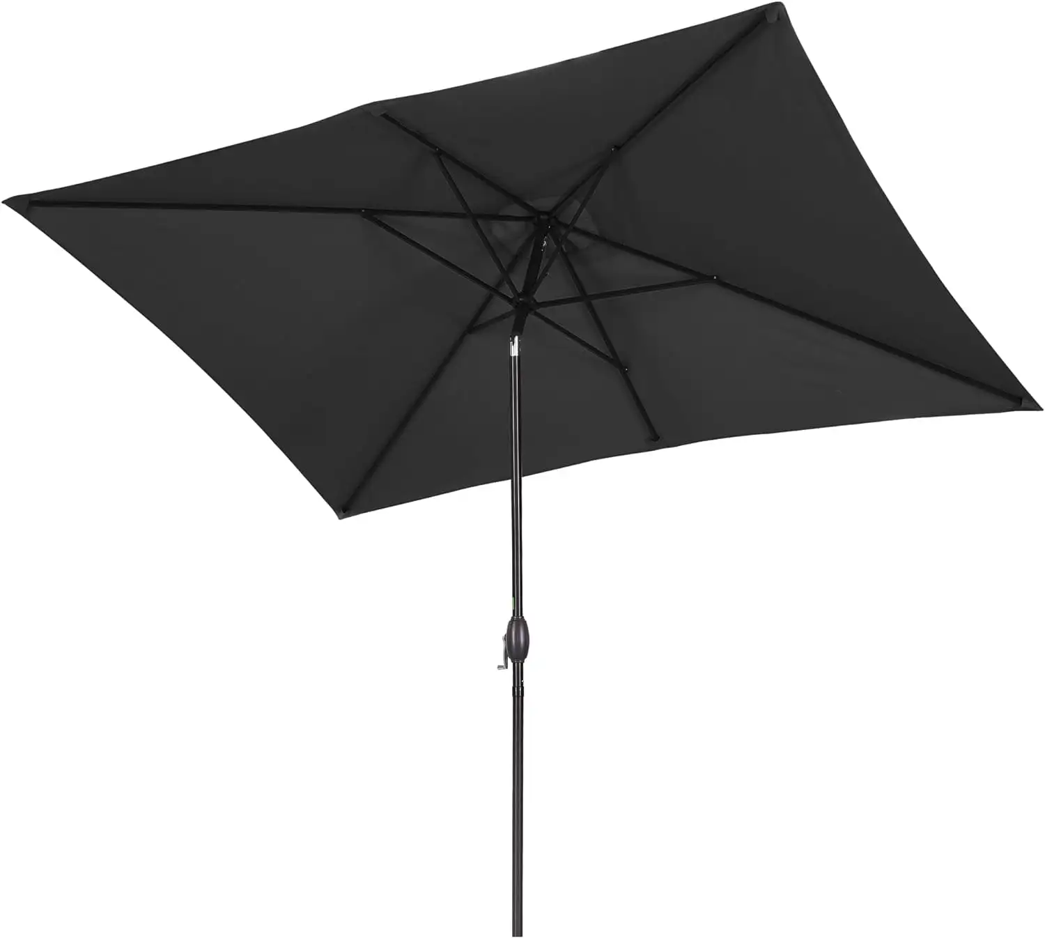 RoyalCraft 6.5 x 10 Ft Rectangular Patio Umbrella Aluminum Pole. Outdoor Table Market Umbrella with Crank. 6 Steel Ribs. Polyester Canopy. Black