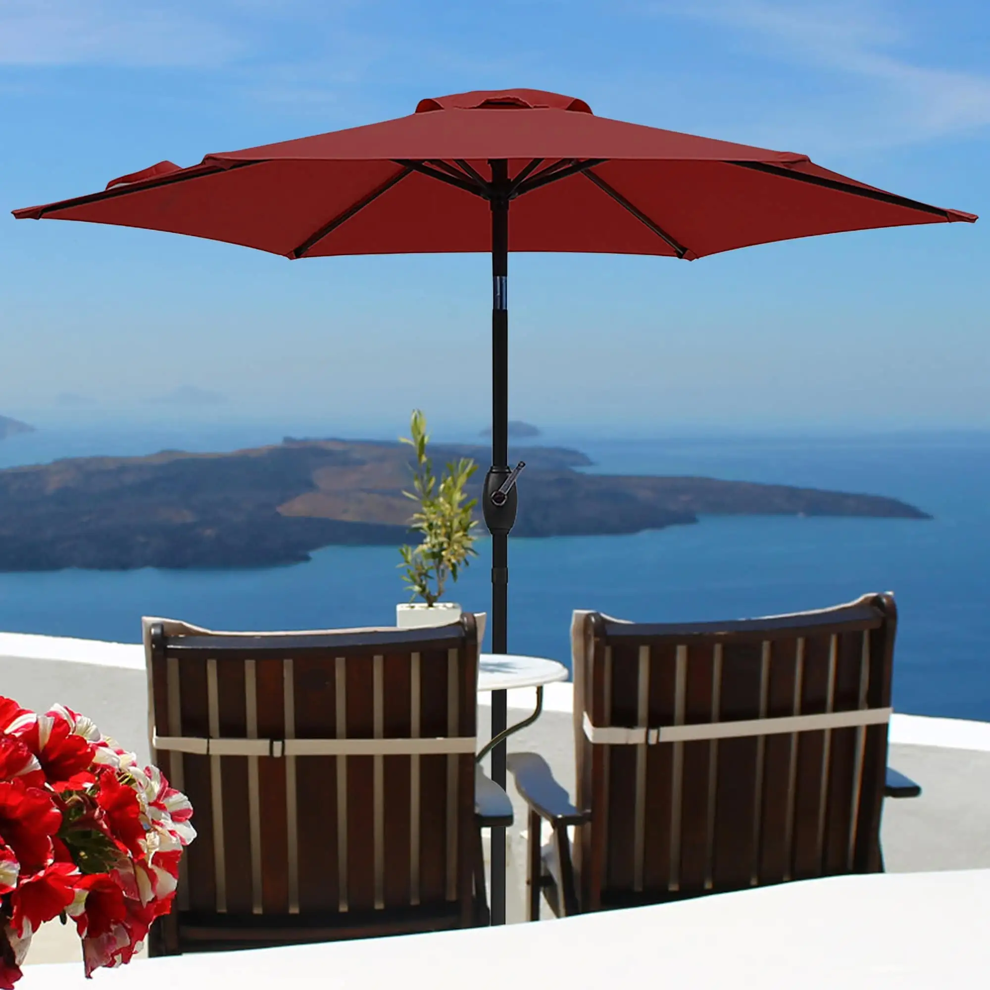 Royalcraft 7.5 ft Patio Market Umbrella with Crank Red