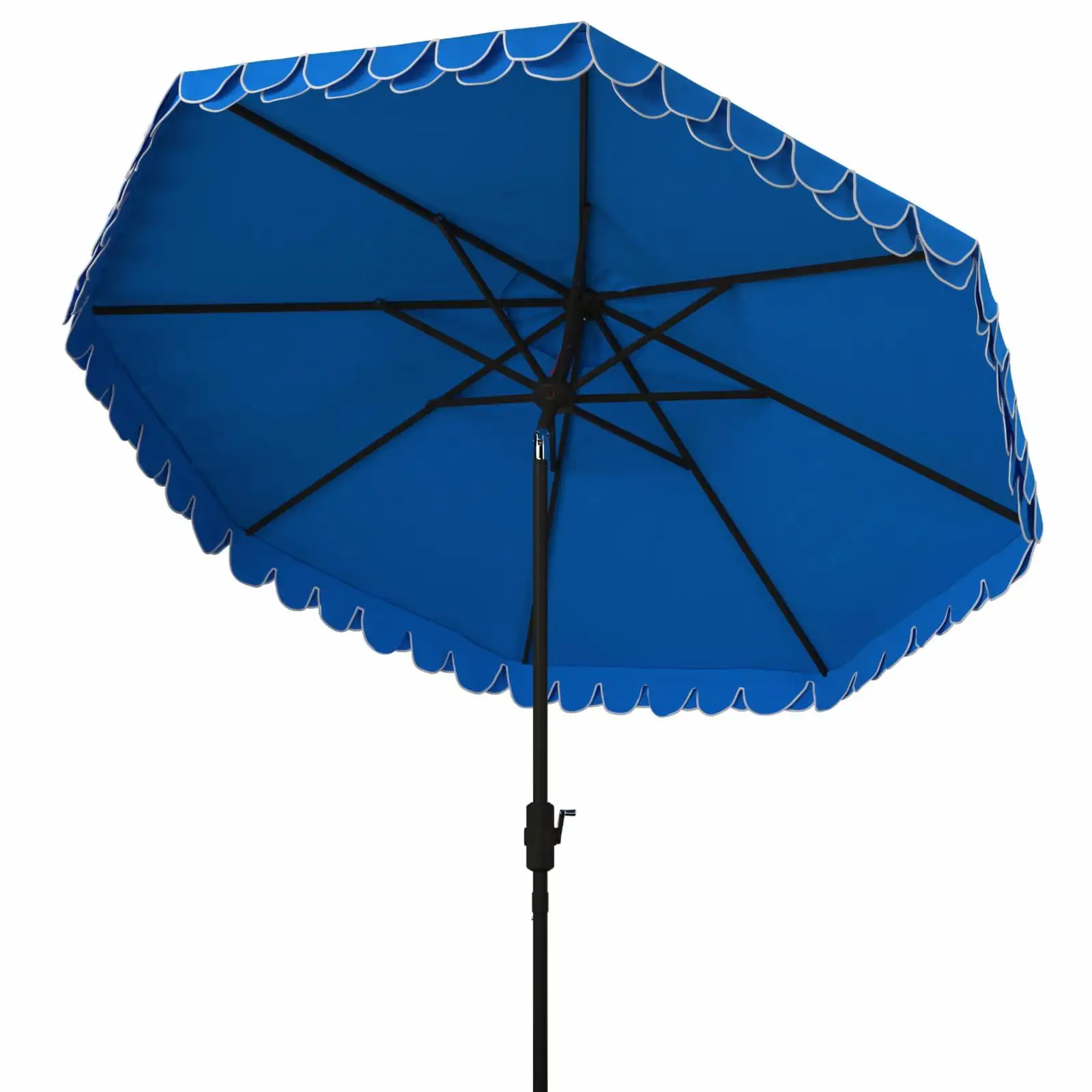 SAFAVIEH Elegant 9' Market Auto Tilt Patio Umbrella. Pacfic Blue