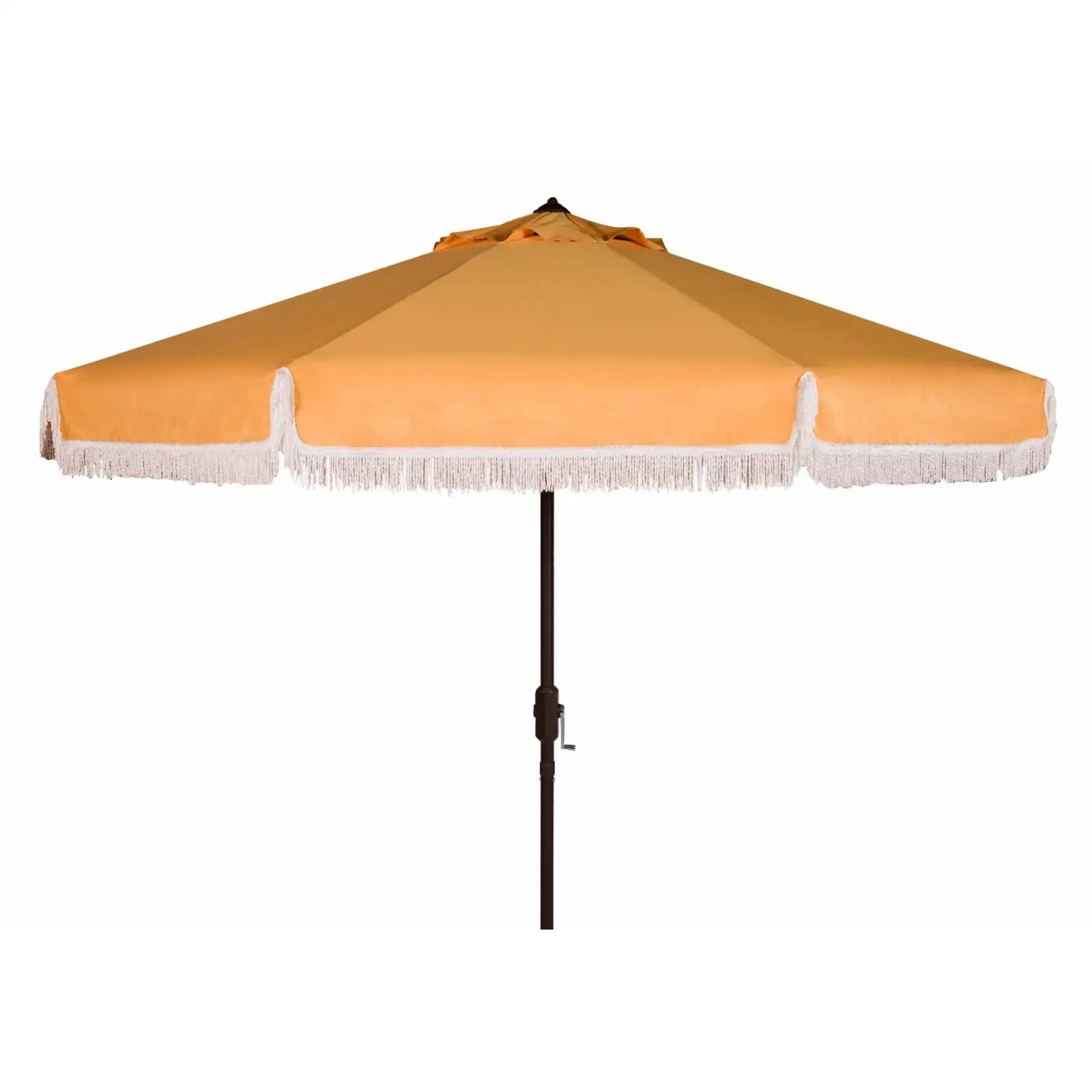 SAFAVIEH Milan Fringe 11' Market Crank Round Umbrella. Yellow/White