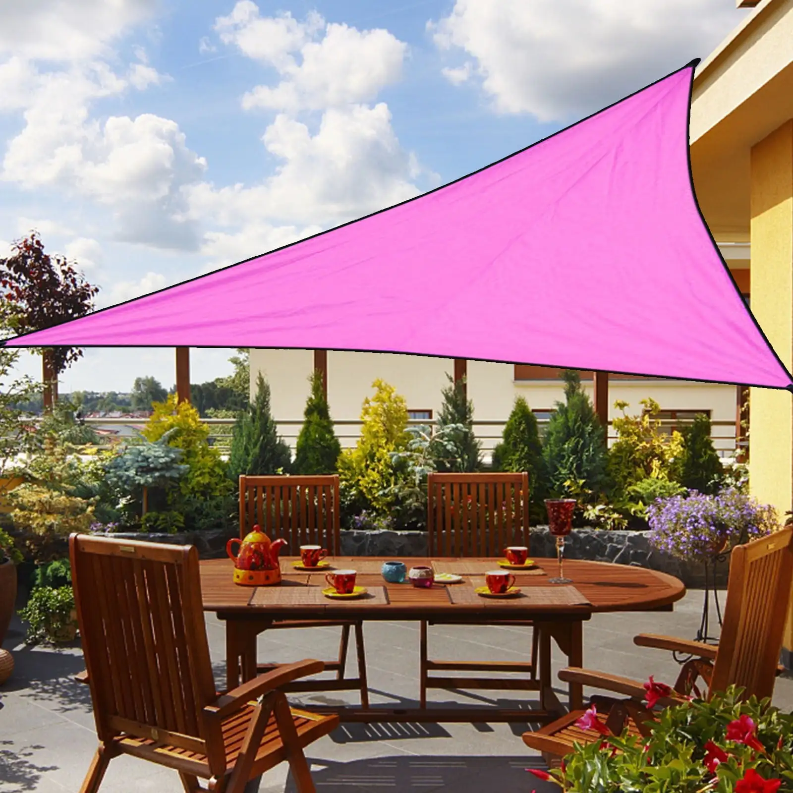 SDJMa 3m x 3m x 2.8-3m Triangle Waterproof SunShade. UV Block Water Resistant Sun Shade Sail Canopy Awning Shelter for Backyard Yard Deck Patio Garden Outdoor Activities and Facility