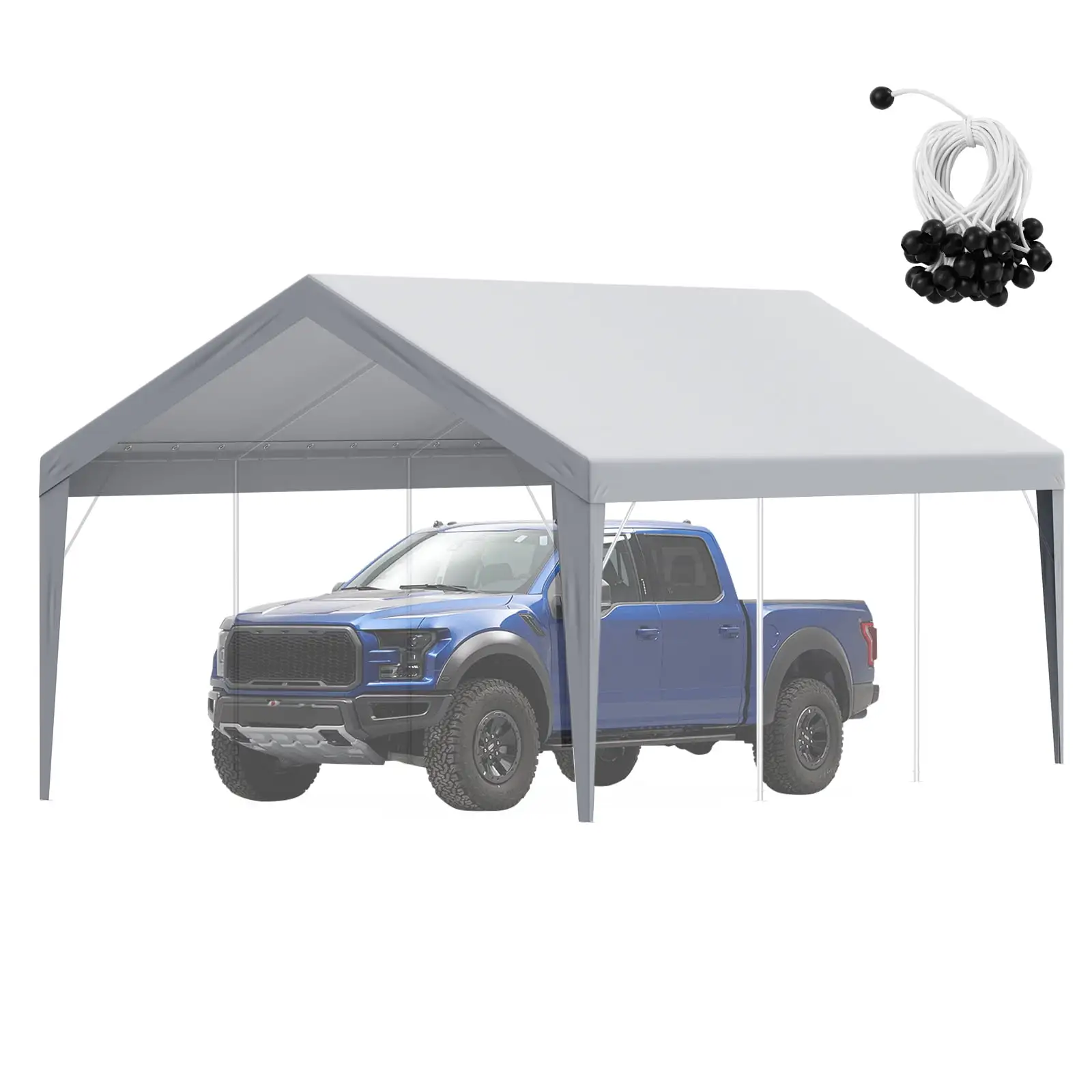 SKYSHALO 12 x 20 Feet Carport Replacement Canopy Car Shelter Cover Gray