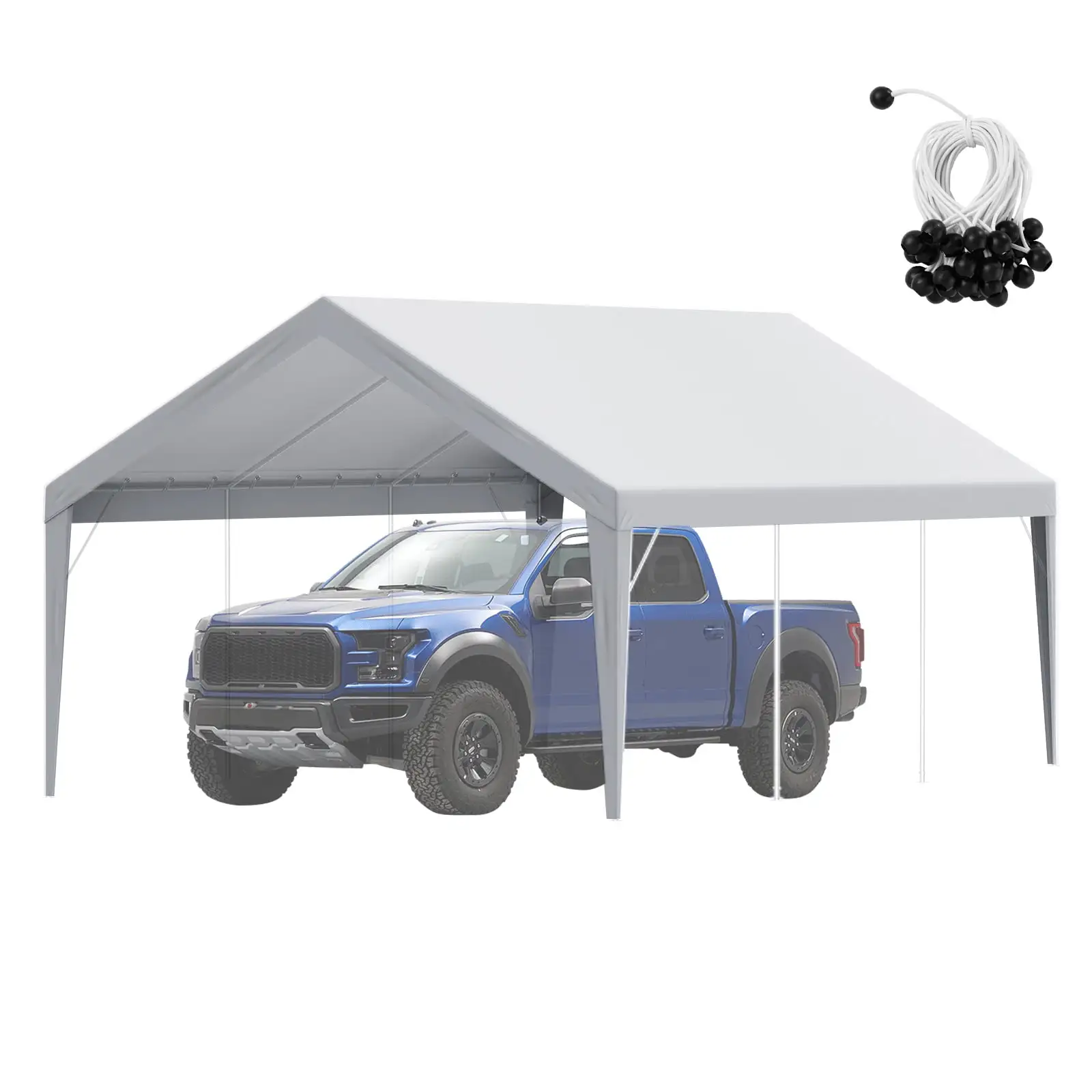 SKYSHALO 13 x 20 Feet Carport Replacement Canopy Car Parking Tent Cover Gray