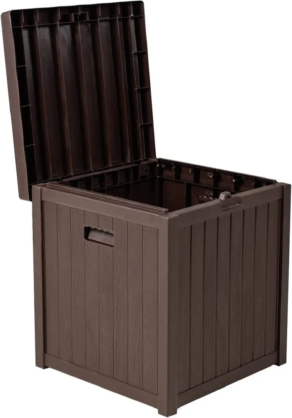 SOLAURA 51 Gallon Outdoor Deck Box Patio Resin Storage Box with Lockable Lid. Brown