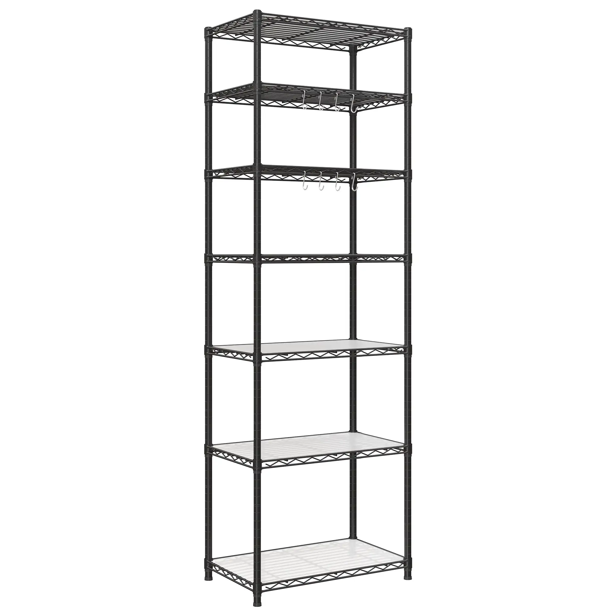 SONGMICS 7-Tier Metal Storage Shelves Organizer Wire Shelving Unit Garage Shelving Storage Rack Adjustable Shelves Black