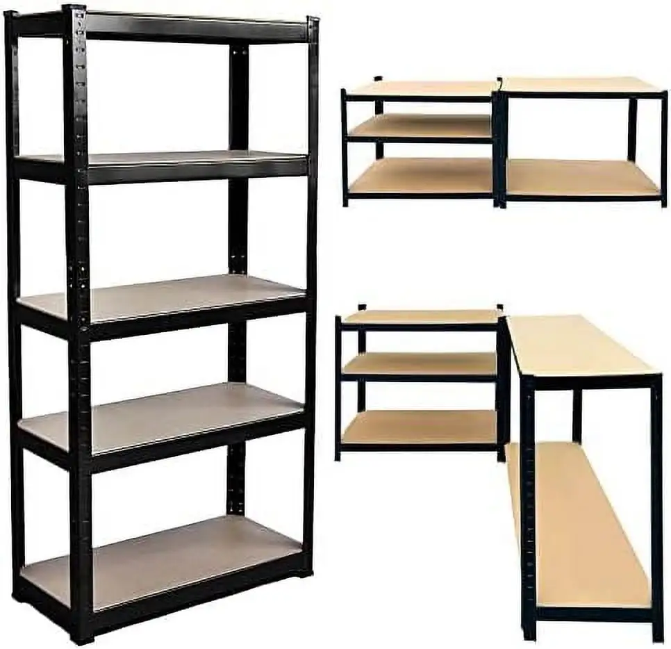 SQAXC Shelves Heavy Duty 5 Tier Metal Shelving Unit for Boltless Design Easy to Assemble 2000LB Total Capacity 78 x 39 x 20 Inch Black