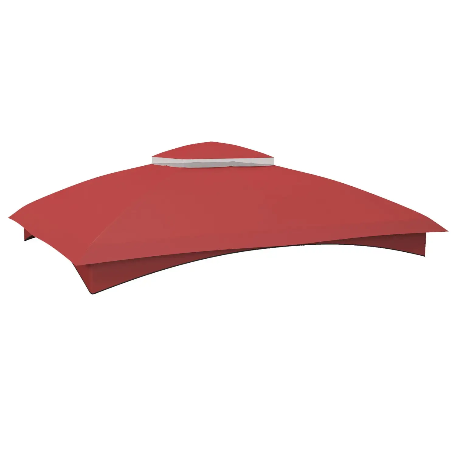 SQIOUH 10' x 12' Gazebo Canopy Replacement 2-Tier Outdoor Gazebo Cover Top Roof with Drainage Holes (TOP ONLY) Wine Red