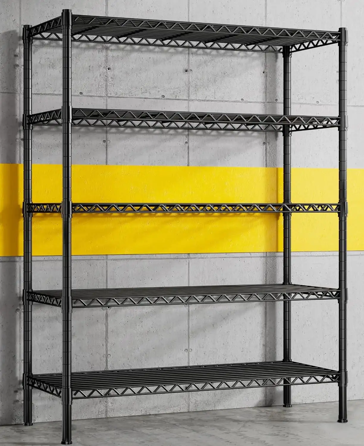 SQUIOJ 5 Tier Wire Shelving Shelves Metal Shelves for Loads 1200LBS Adjustable Garage Shelving Heavy Duty Metal Shelving Units with Wire Rack 71''HX35.5''WX14'&#39