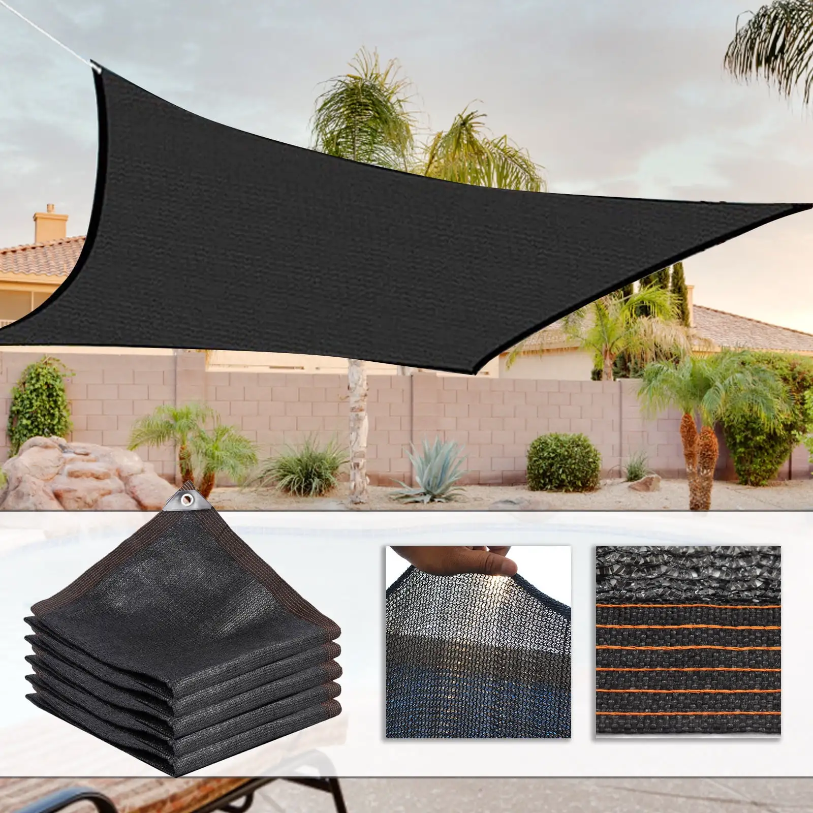 STYLE Sun Shade Canopy.Outdoor Sunshade Swimming Pool Sun Awning - 95% Sunshine Protection - Rectangle Shade Canopy Sunshine Block For Patio Garden Outdoor Facility 2*4M