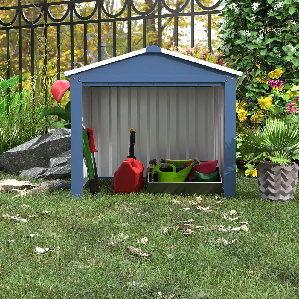 SUXXAN Metal Outdoor Storage Shed. 33 FT Steel Utility Tool Shed Storage House Without Door. Metal Sheds Outdoor Storage for Backyard Garden Patio Lawn. Blue&White