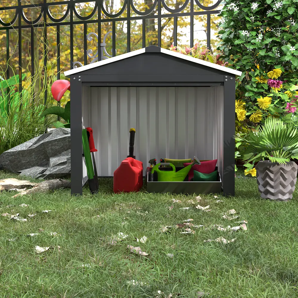 SUXXAN Metal Outdoor Storage Shed. 33 FT Steel Utility Tool Shed Storage House Without Door. Metal Sheds Outdoor Storage for Backyard Garden Patio Lawn (H2'xW3'x D3') Black&White