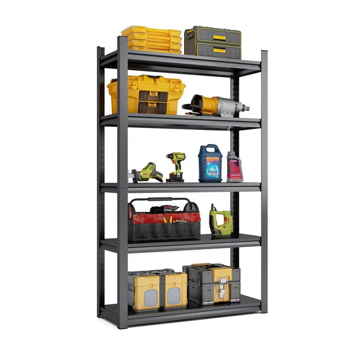 SYTHERS Metal Storage Shelving Unit Heavy Duty Garage Storage Shelves Large Black Metal Shelf Organizer 5 Tier Freestanding Shelves Storage Rack for Kitchen Garage. 72 * 47 * 24. 2500 Ibs Capacity