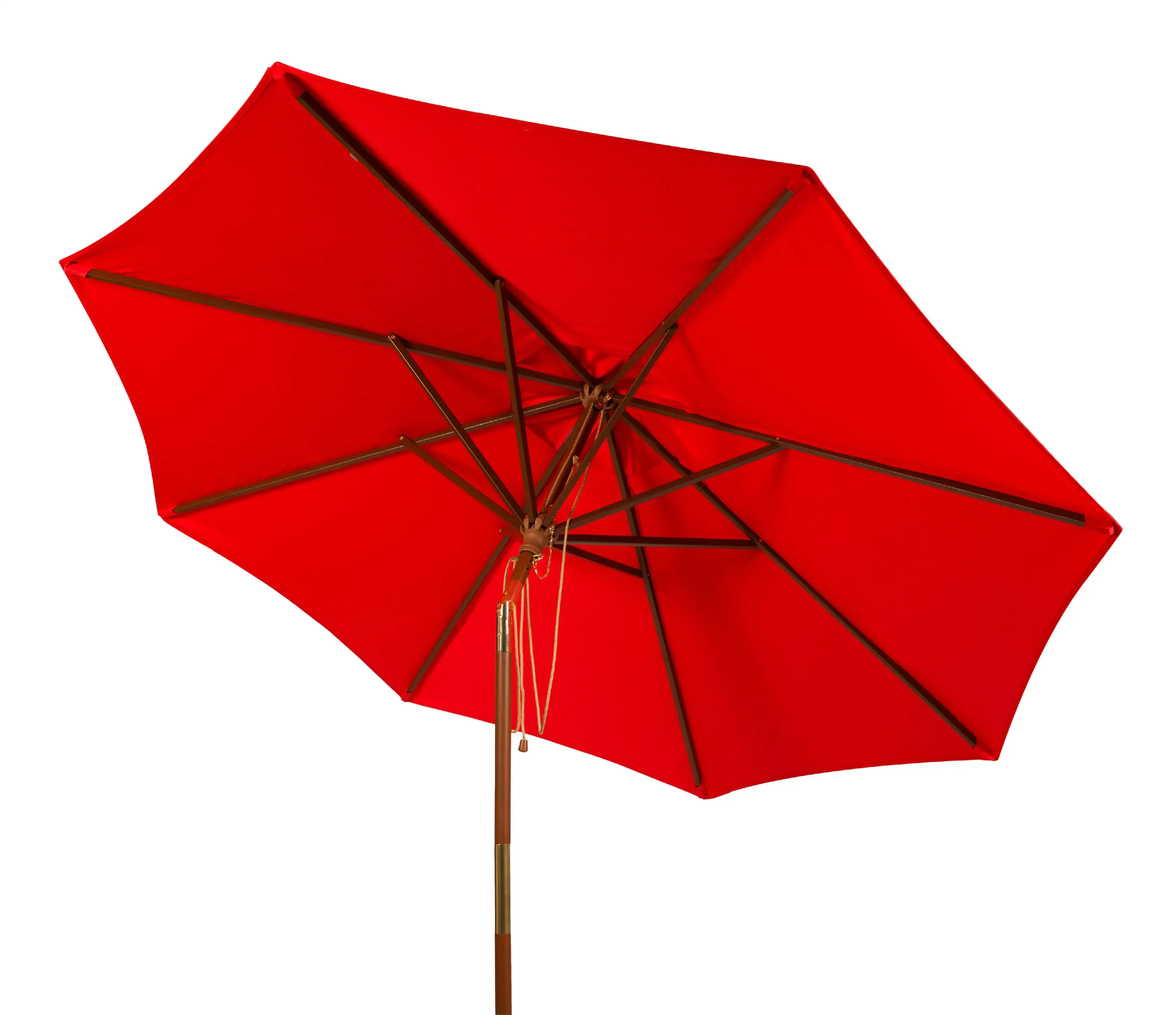 Safavieh Cannes 9' Market Push Wooden Patio Umbrella. Red