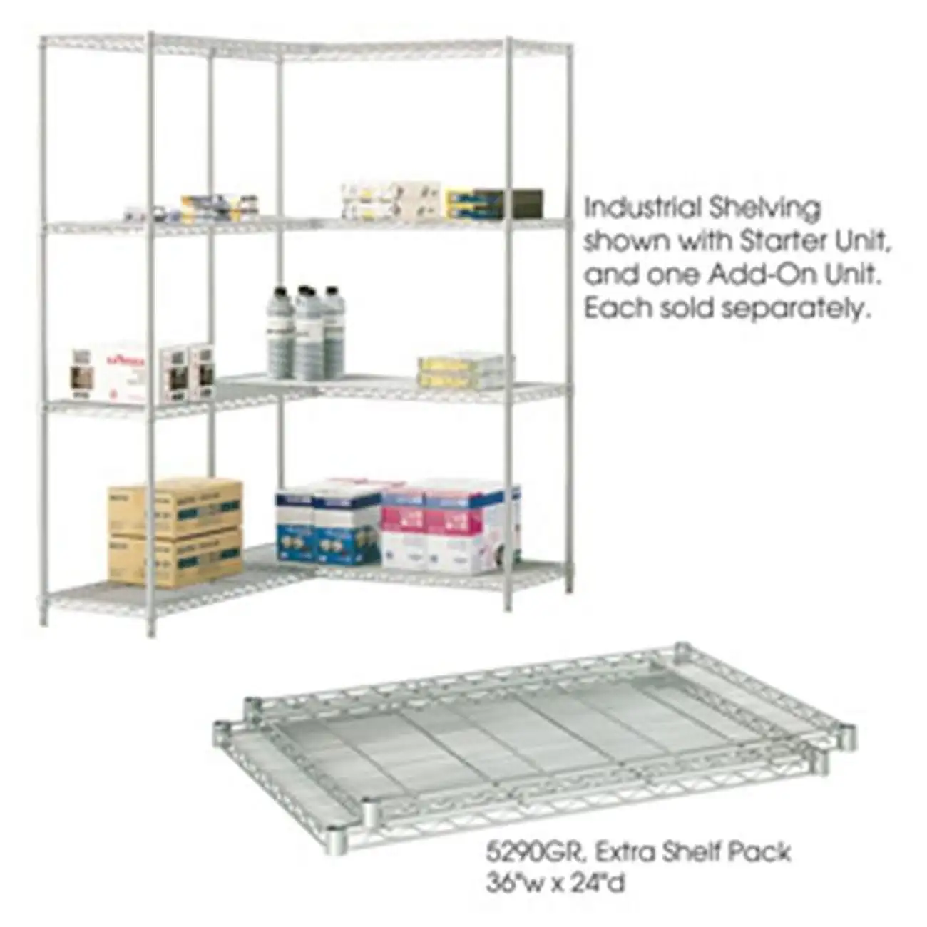 Safco 5290GR 36 x 24 in. Wire 2 Shelf Pack in Gray