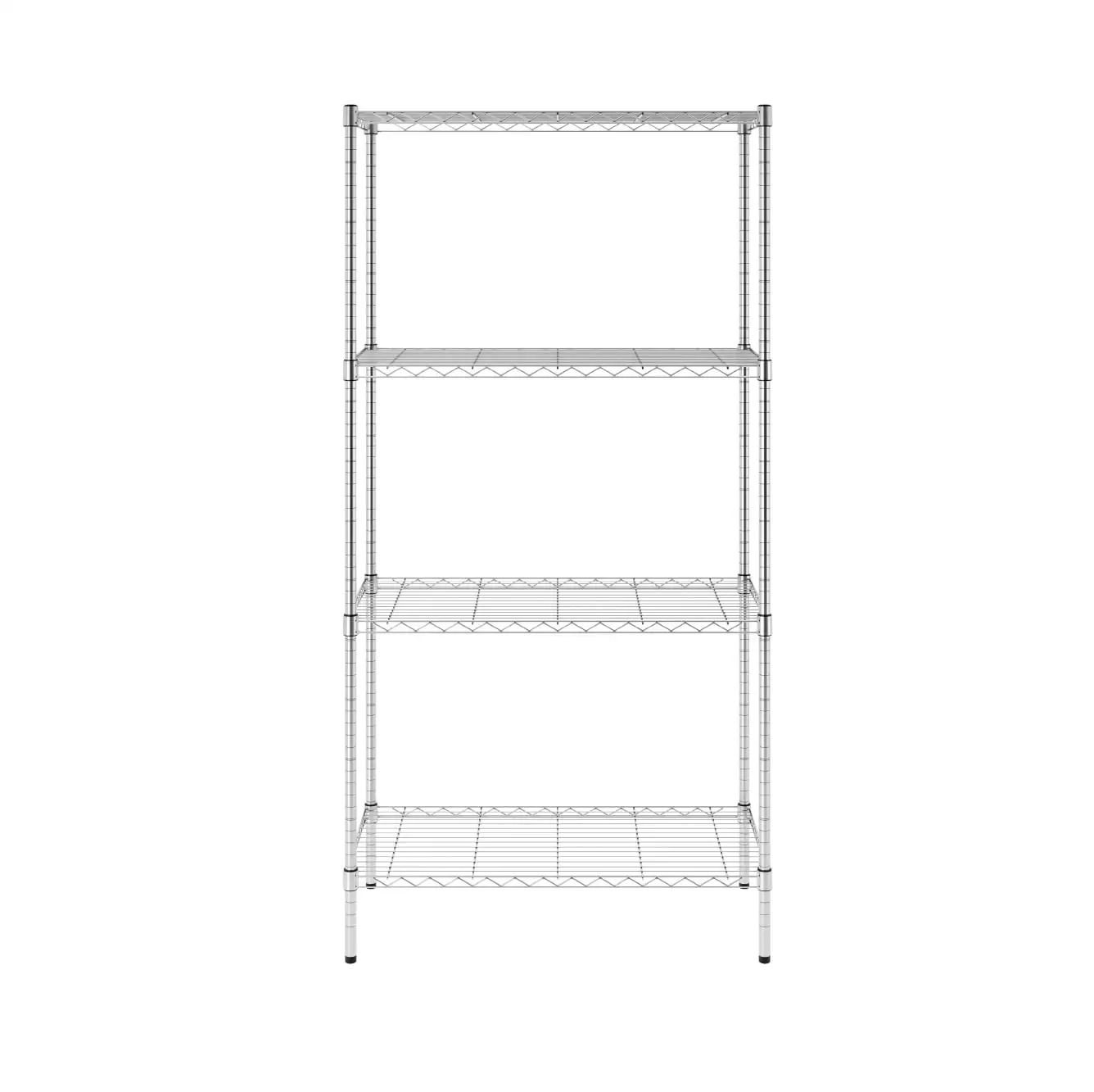 Open Box SafeRacks 4 Tier Steel Wire Shelving Unit w/4 Leveling Feet. Silver