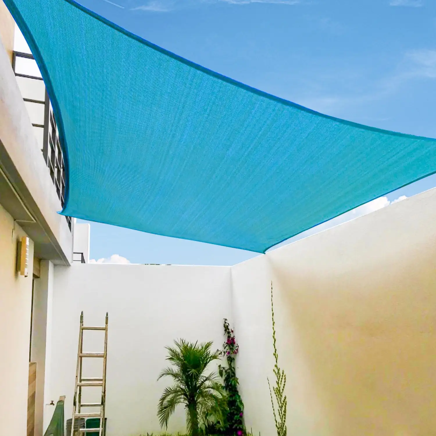 Sail Rectangle Awning Fabric Cloth Screen for Patio Garden Backyard Pergola - Blue. 8.2'x8.2' Outdoor Sun Shade