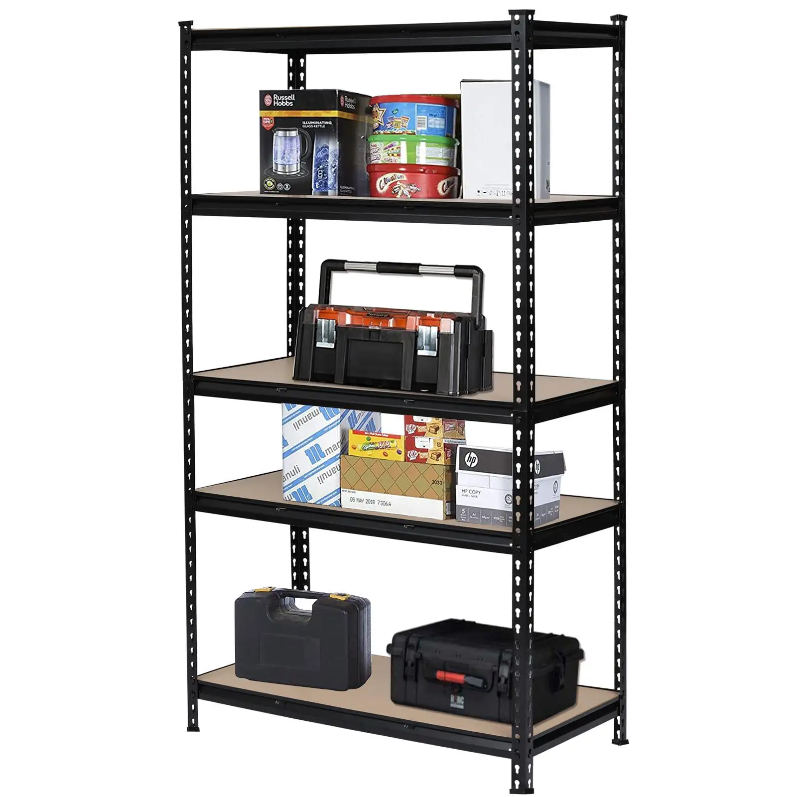 SalonMore 5 Tier Metal Garage Racking Steel Wire Shelving Capacity for 4000 lbs. Black