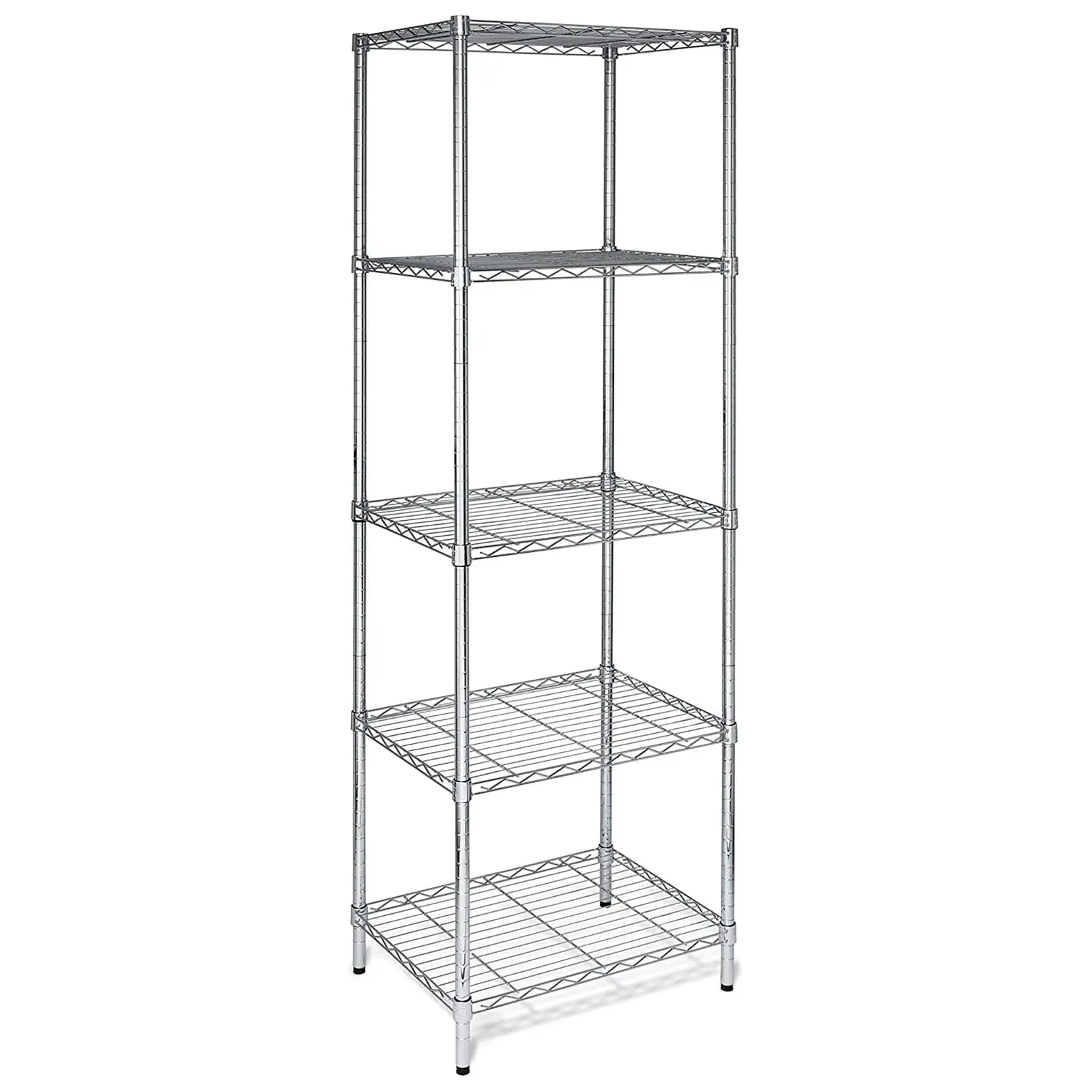 SamyoHome 5-Shelf Wire Storage Racks. Metal Garage Shelving for Kitchen Silver. 21.6D x 17.7W x 70.8H