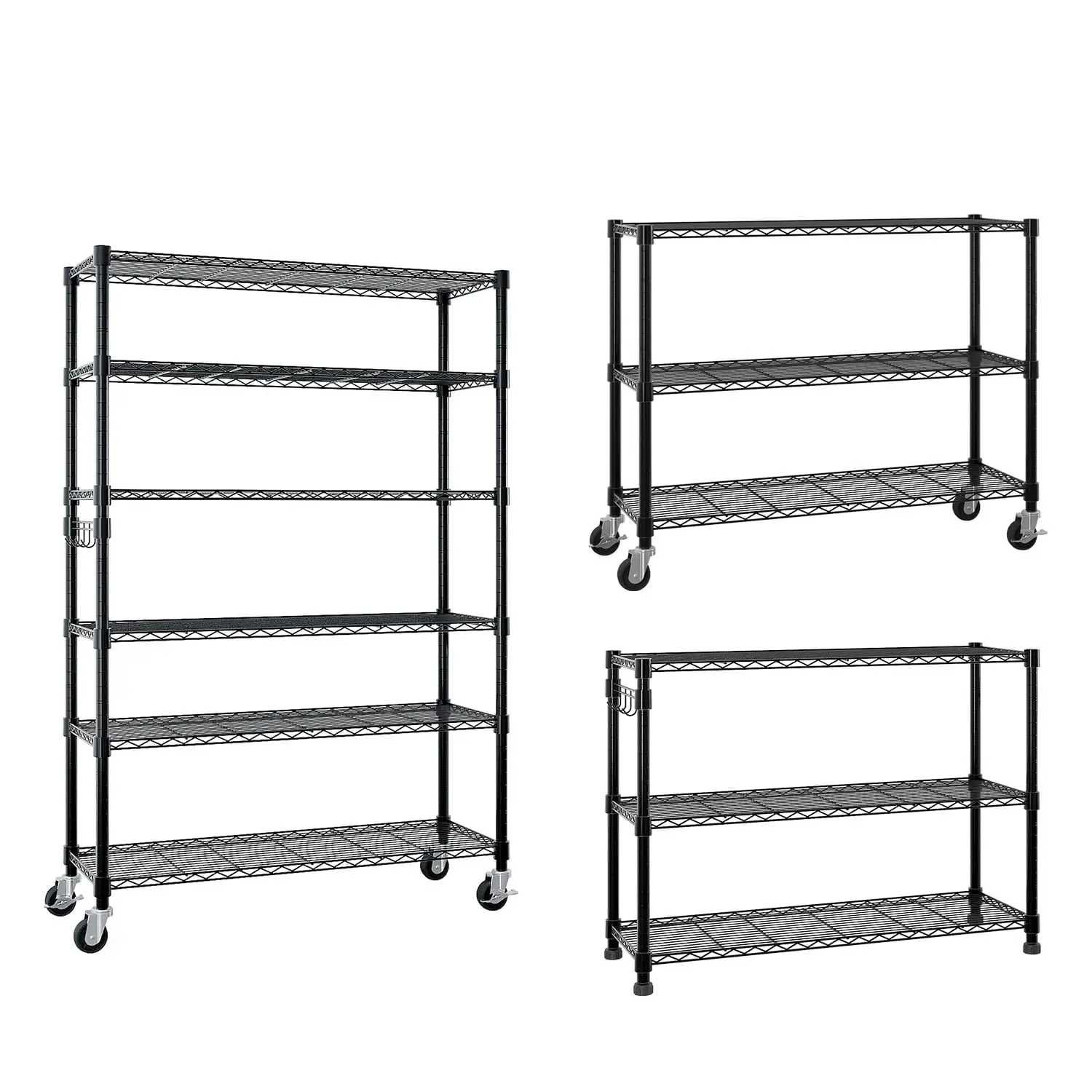 SamyoHome Heavy Duty Storage Rack Shelving. 46 W x 17.7 D x 82 H Metal Wire Garage Shelves for Multifunctional Home Storage. Black