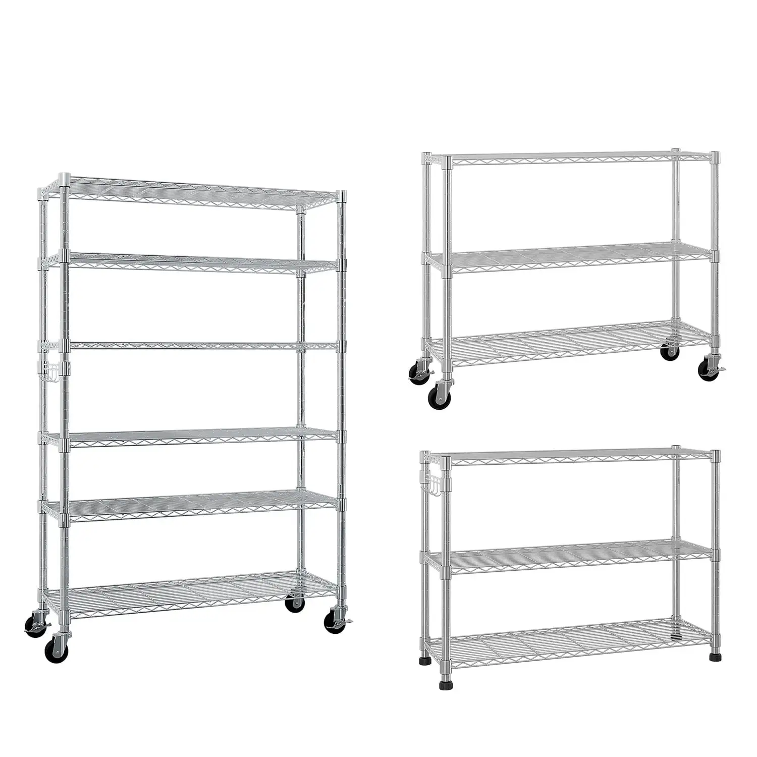 SamyoHome Heavy Duty Storage Rack Shelving. 46 W x 17.7 D x 82 H Metal Wire Garage Shelves for Multifunctional Home Storage. Silver