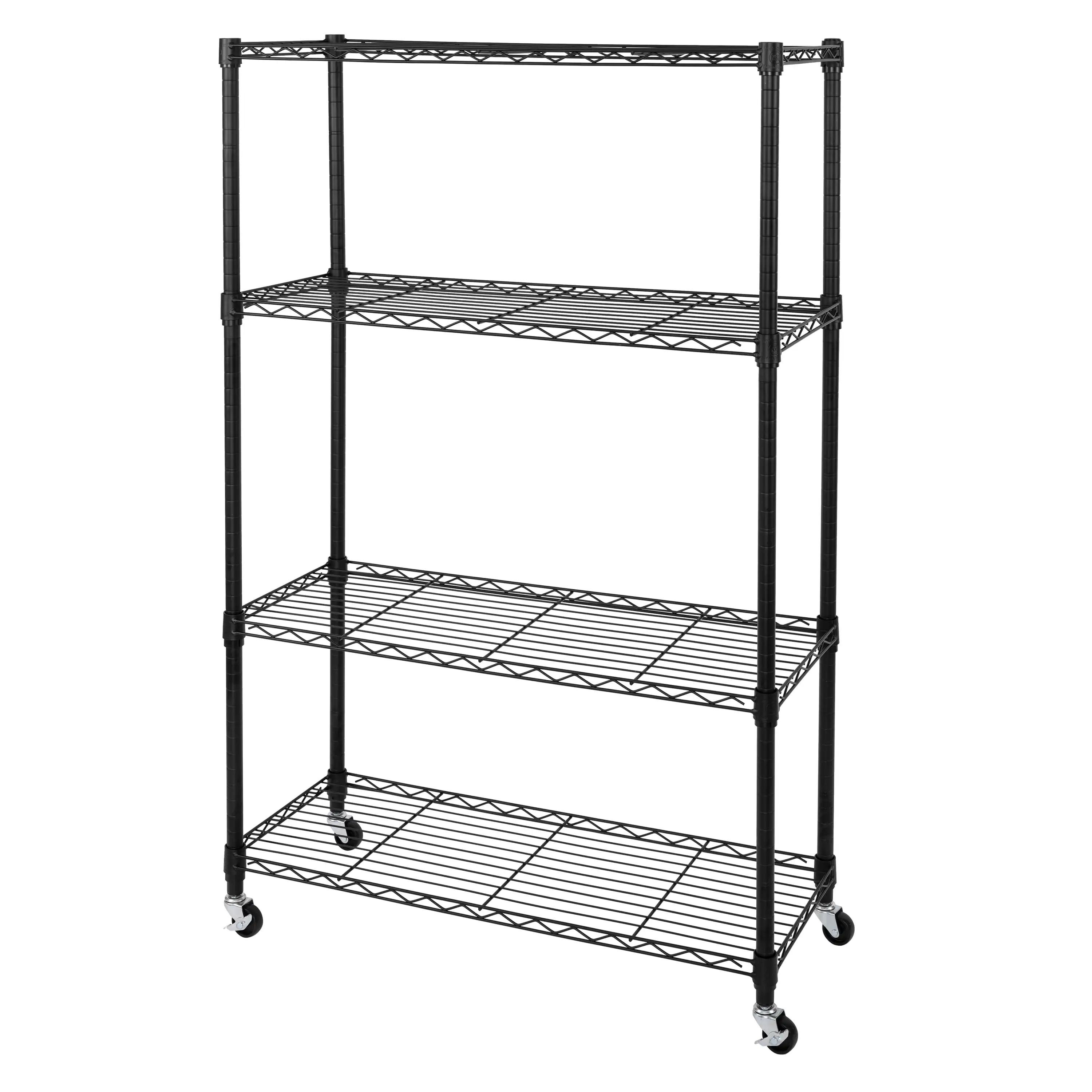 Seville Classics Solid Steel Wire Shelving Storage Unit Adjustable Shelves Organizer Rack. for Home. Kitchen. Office. Garage. Bedroom. Closet. Black. 4-Tier. 36 W x 14 D