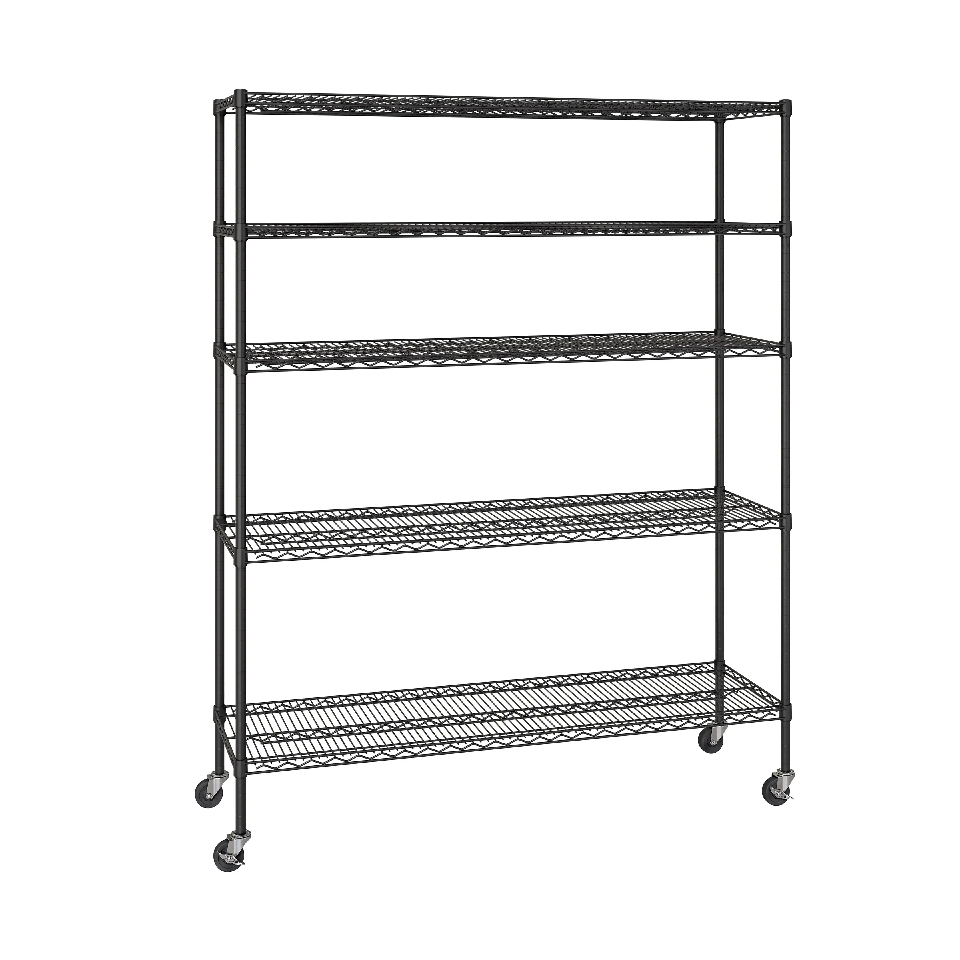 Seville Classics UltraDurable Commercial-Grade 5-Tier NSF-Certified Steel Wire Shelving with Wheels. 60 x 18. Black