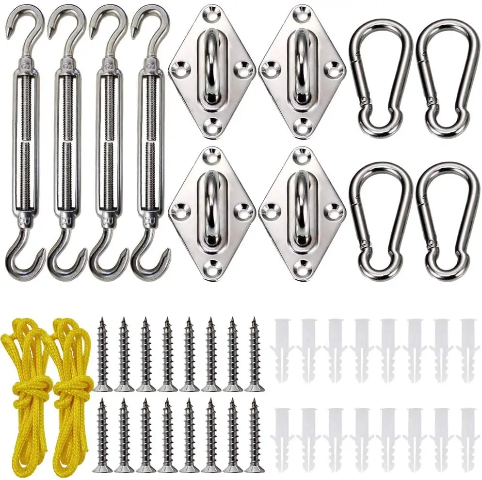 Shade Sail Hardware Kit. Stainless Steel Hardware Kit for Triangle Square Rectangle Sun Shade Sail Installation for Lawn