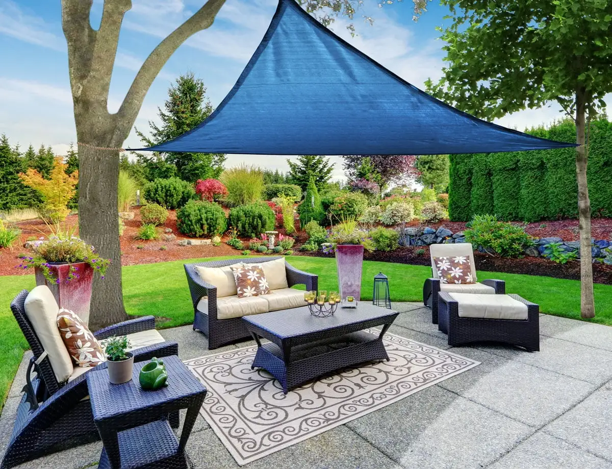 Shadesheet by Boen Sun Shade Sail Canopy. Triangle. Blue.12'x12'x12'