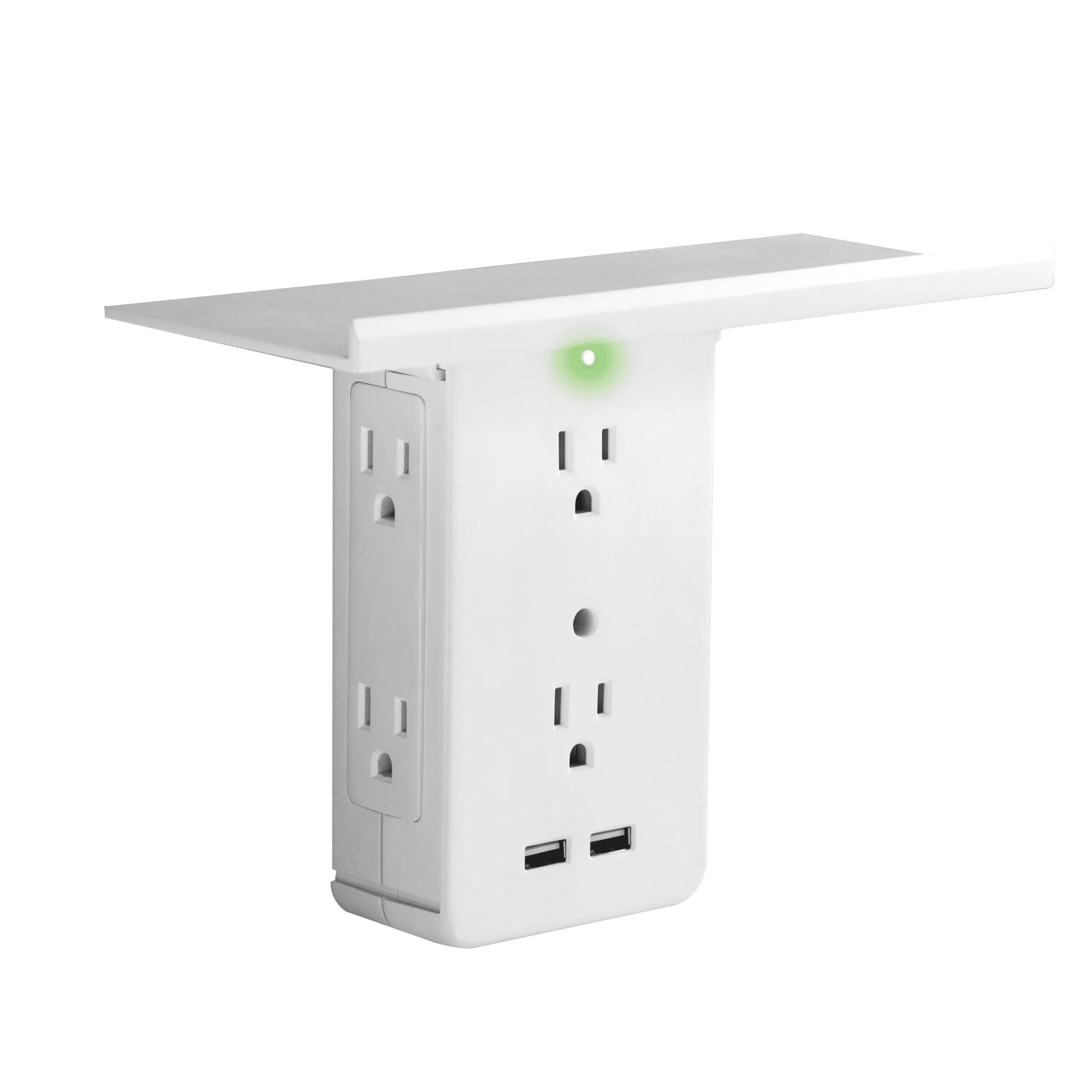 Sharper Image Socket Shelf 8 Port Surge Protector Wall Outlet. As Seen On TV