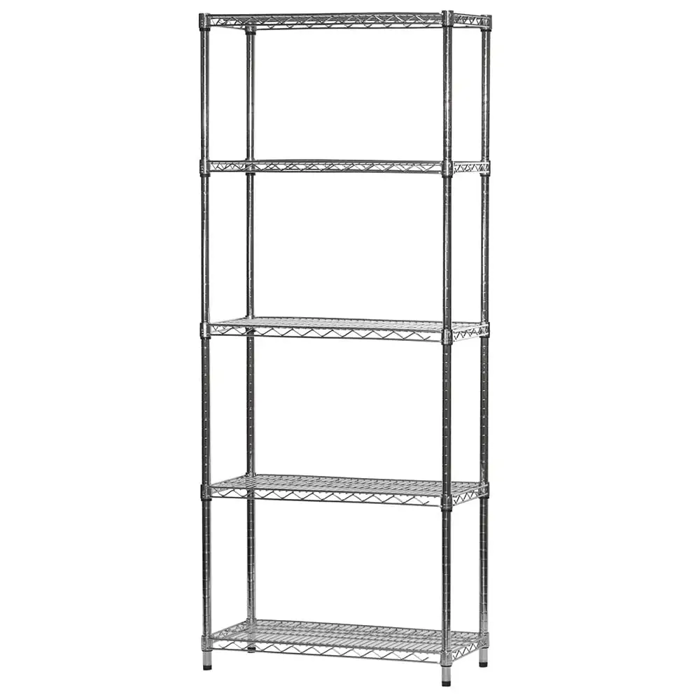 Shelving Inc. 14 d x 30 w x 64 h Chrome Wire Shelving with 5 Tier Shelves. Weight Capacity 800lbs Per Shelf