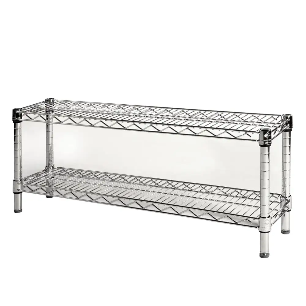 Shelving Inc. 8 d x 36 w Chrome Wire Shelving with 2 Tier Shelves. Weight Capacity 800lbs Per Shelf