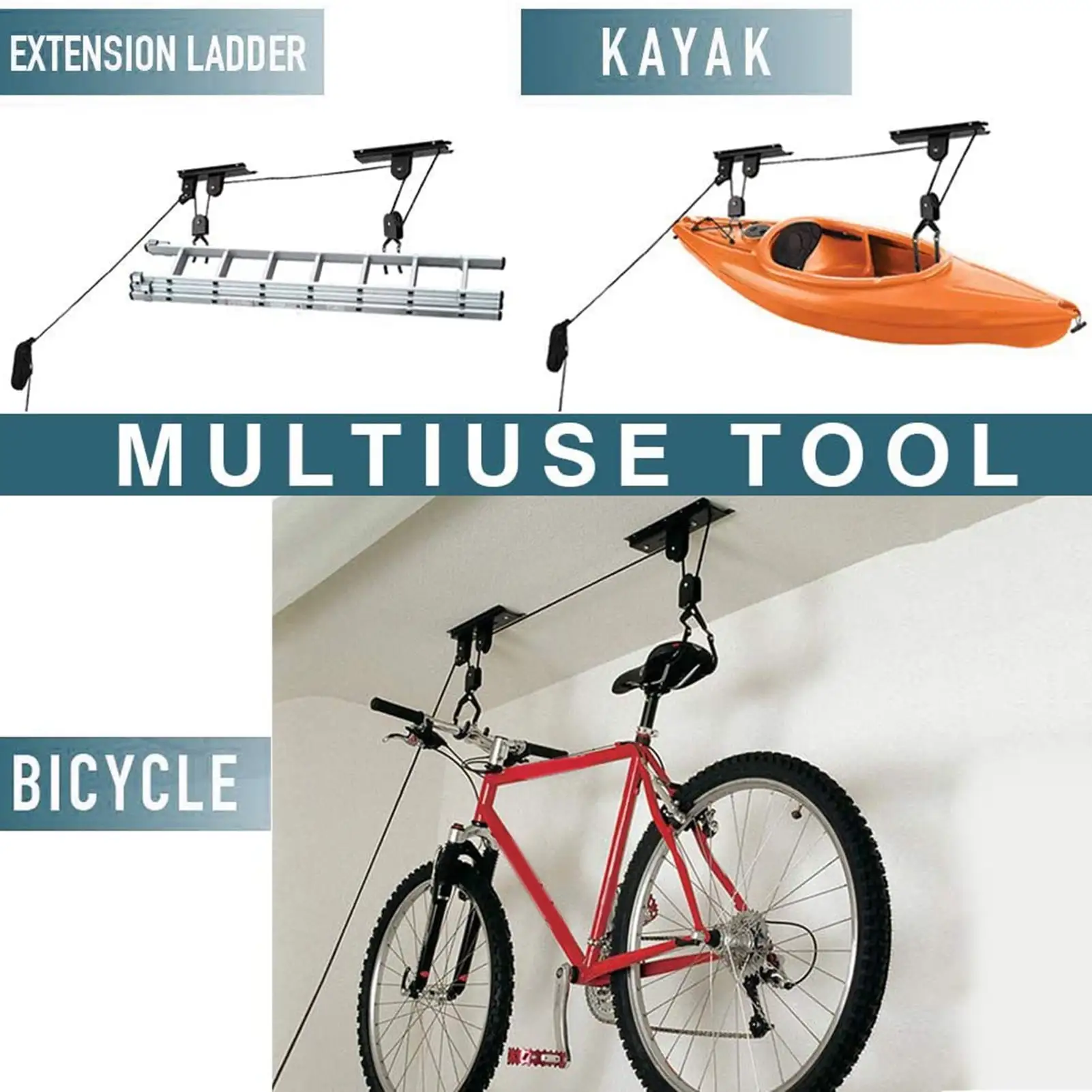 Sijiali Bike Lift Bicycle Hanging Display Rack for Garage Ceiling Storage with Hook Rope