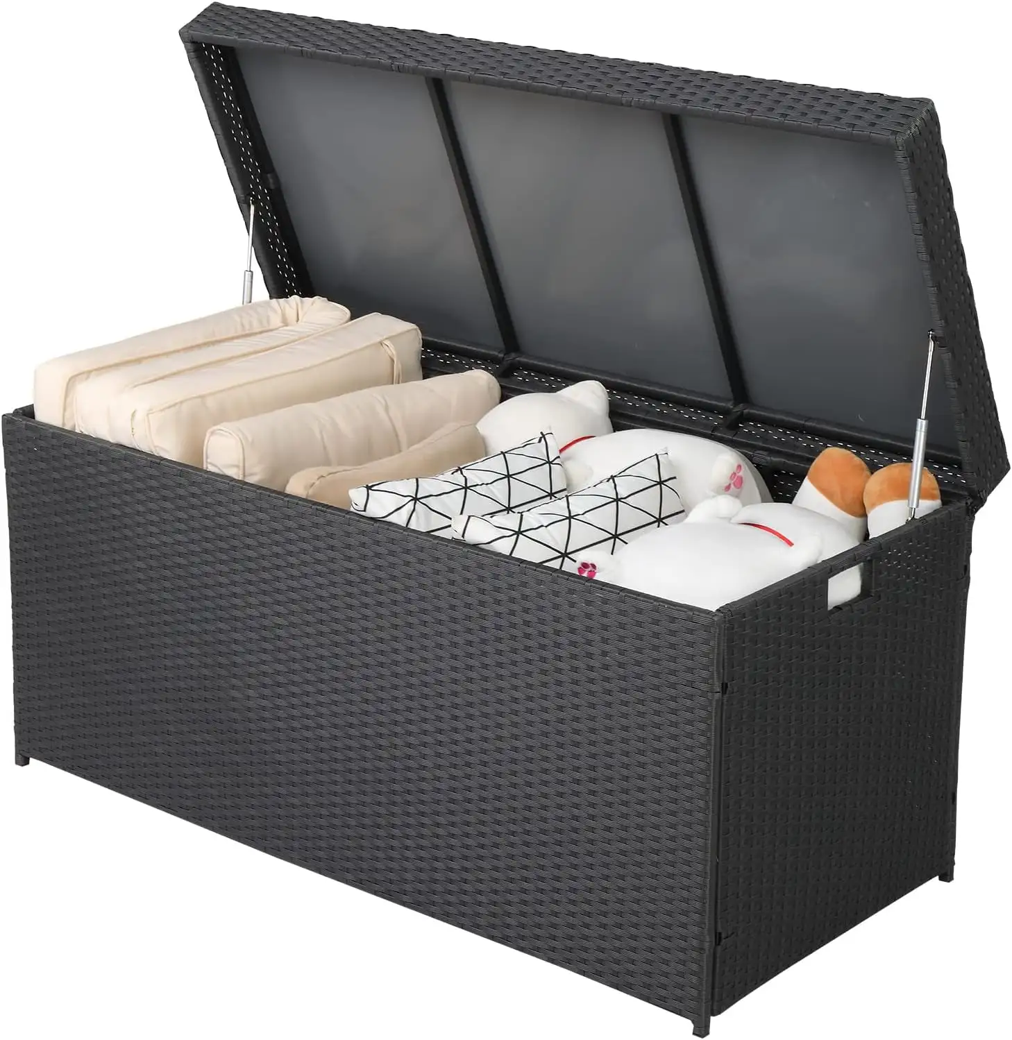 Simple And Practical Backyard Outdoor or Indoor Deck Box Storage Box for Patio Decor.Furniture Cushions.Black Four-Wire