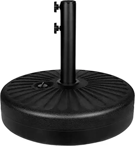 Simple Deluxe 20 Inch 50lbs Weight Capacity Heavy Duty Fillable Market Patio Umbrella Round Base Stand with Holder for Outdoor Lawn. Garden. Yard. Deck. 20inch. Black