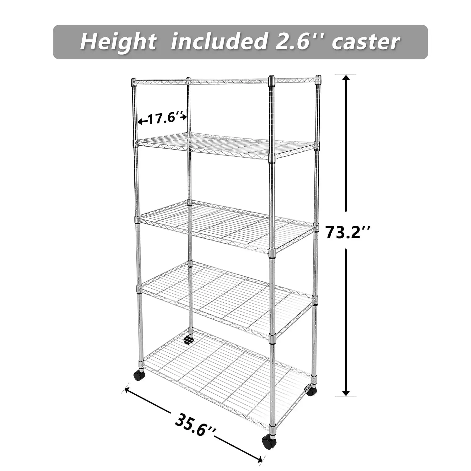 Simple Deluxe 5-Tier Heavy Duty Storage Shelving - Chrome