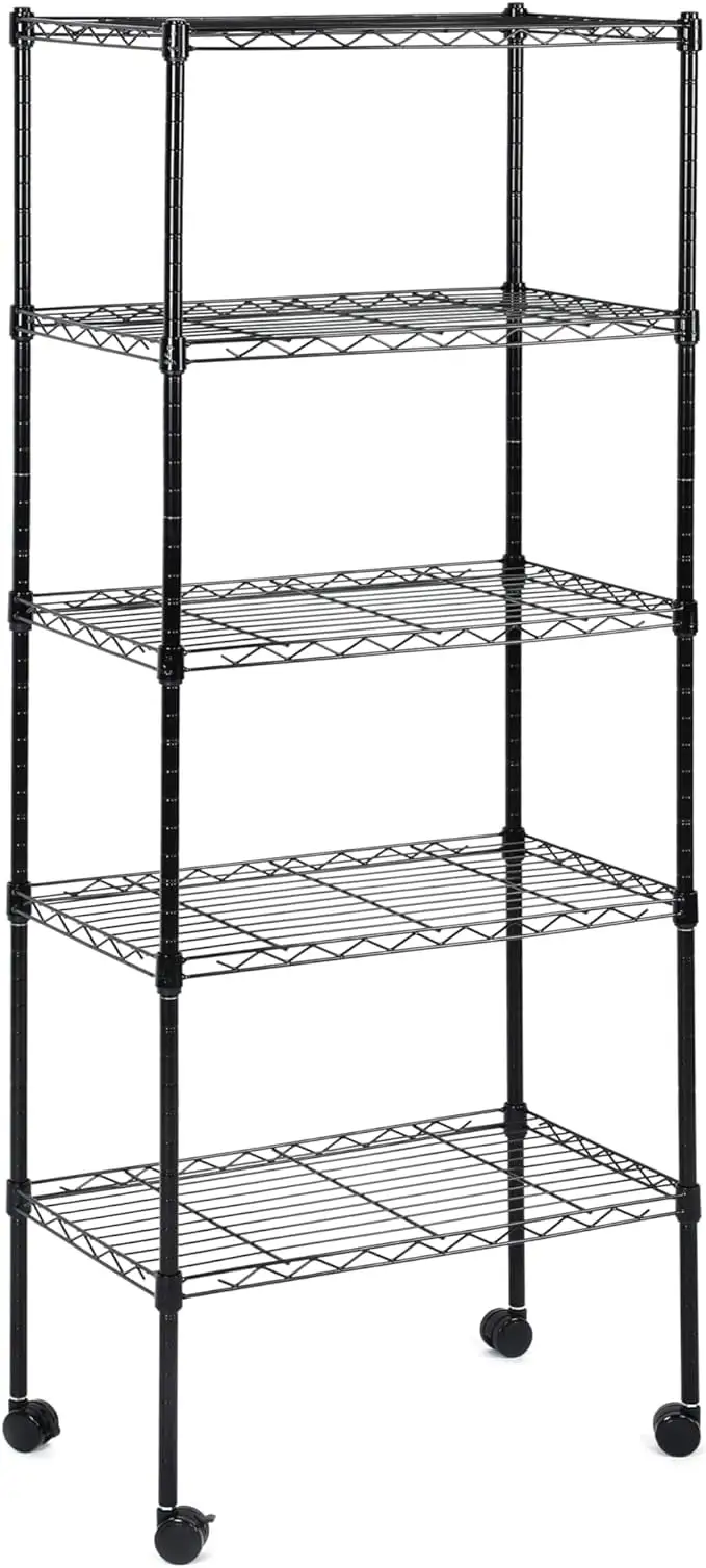 Simple Deluxe 5-Tier Storage Shelving Unit with Wheels 21 W x 12 D x 54 H