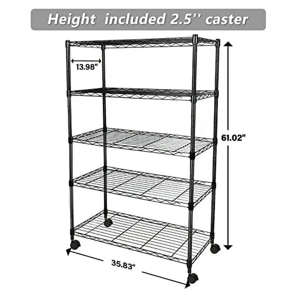 Simple Deluxe YSSOA 5-Tier Heavy Duty Storage Shelving Unit.Black.36L x 14W x 60H inch. (Pack of 2)