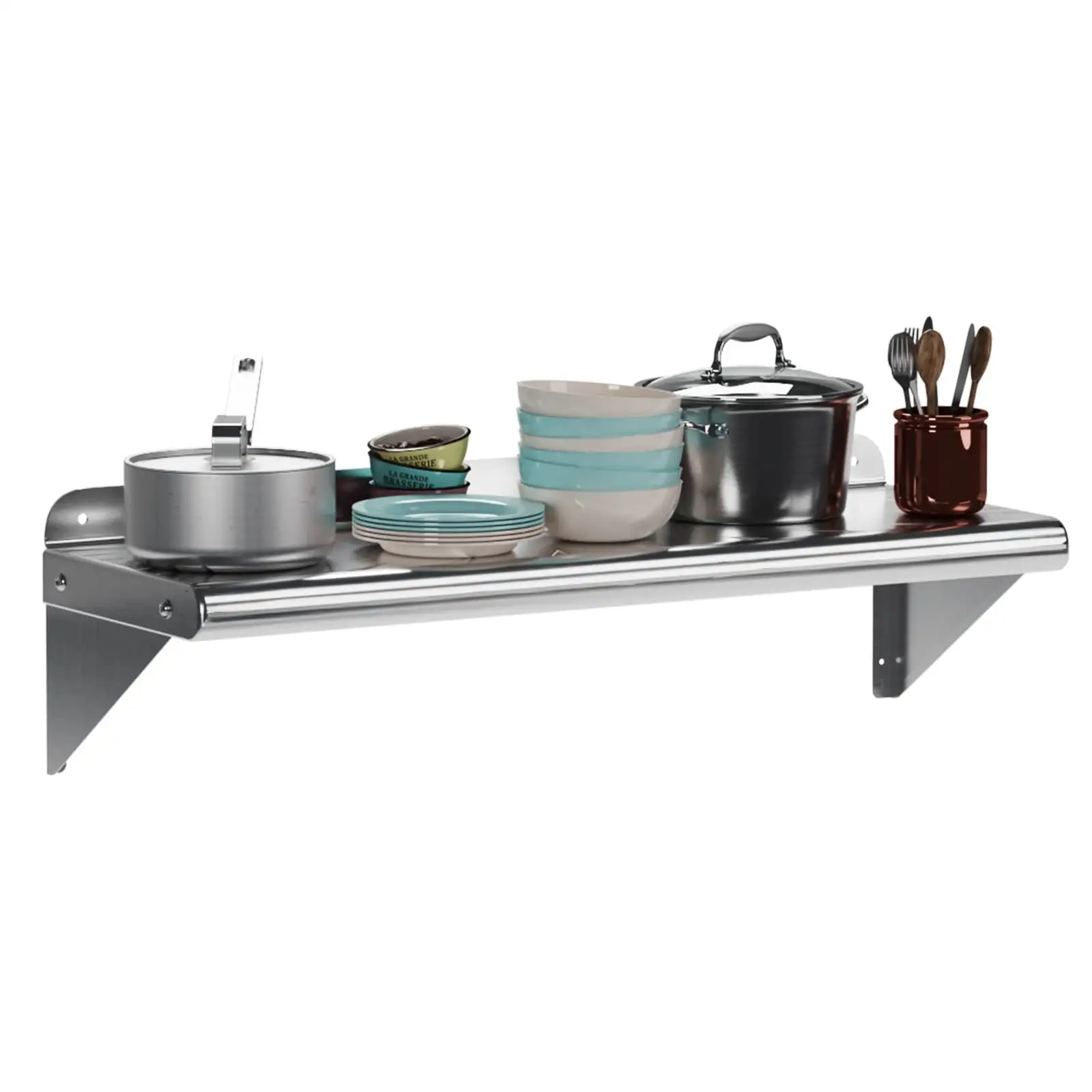 Simzone Stainless Steel Shelf 12 x 36 . 200 lb [NSF Certified] Commercial Metal Wall Mount Shelf with Backplash for Restaurant. Laundry Room. Kitchen and Garage