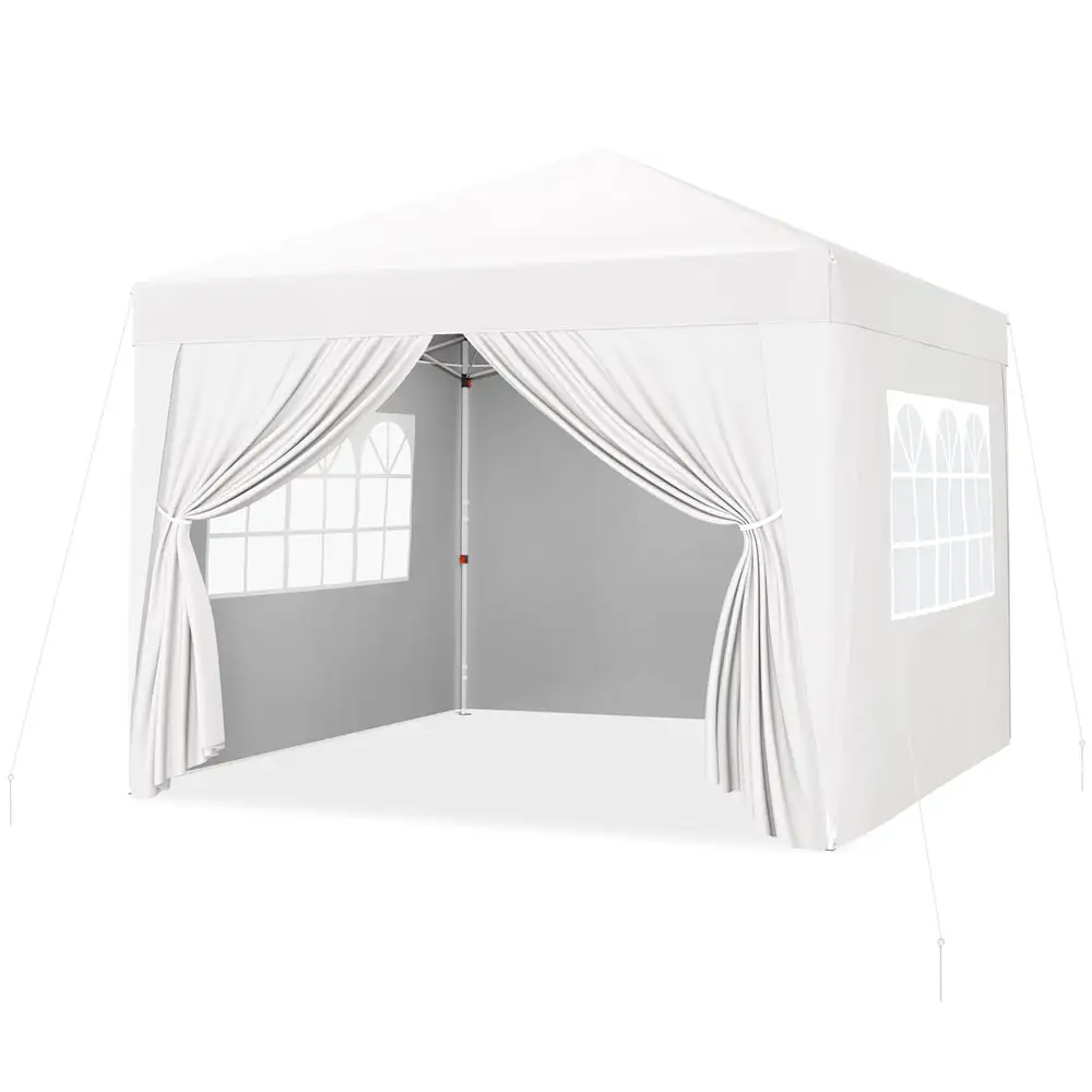 SmileMart 10x10ft Outdoor Canopy Pop up Gazebo with Sidewall Window. White