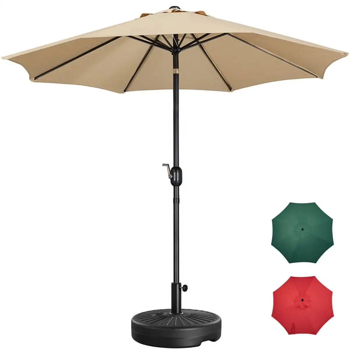 SmileMart 9FT 8 Ribs Tilt Patio Umbrella with 20 Patio Umbrella Base. Tan